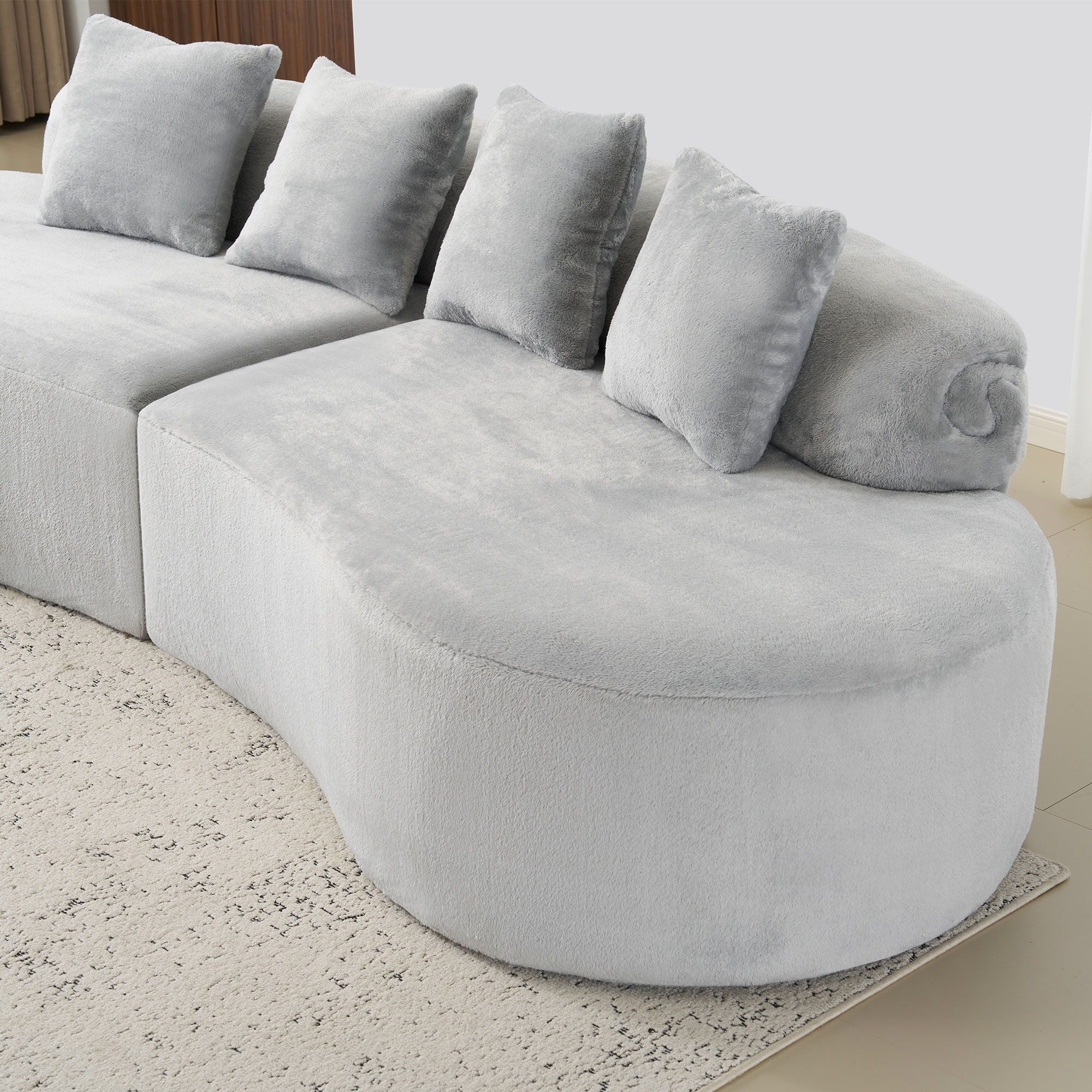 Modern Curved Sofa With Pillows - Image 15