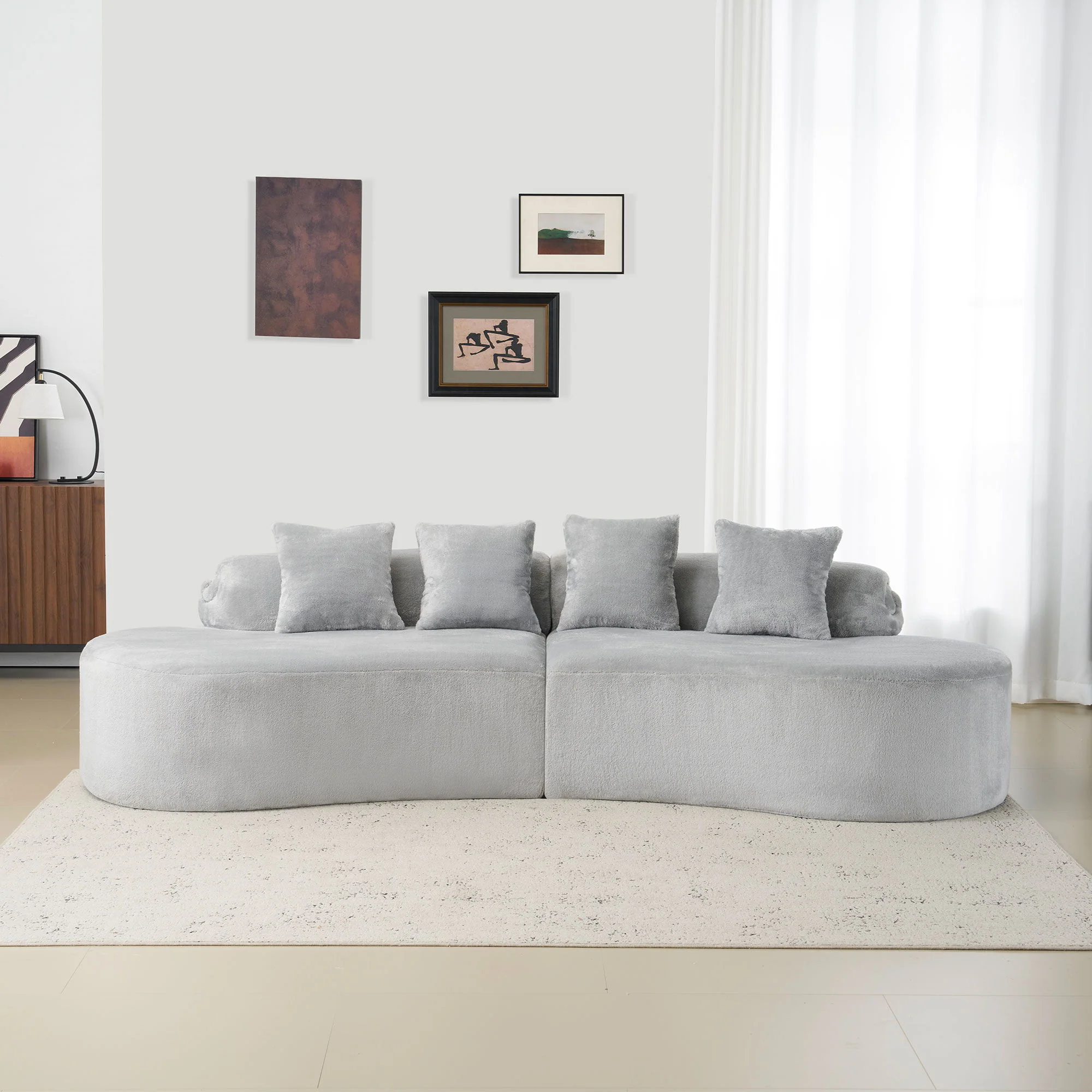 Modern Curved Sofa With Pillows - Image 20