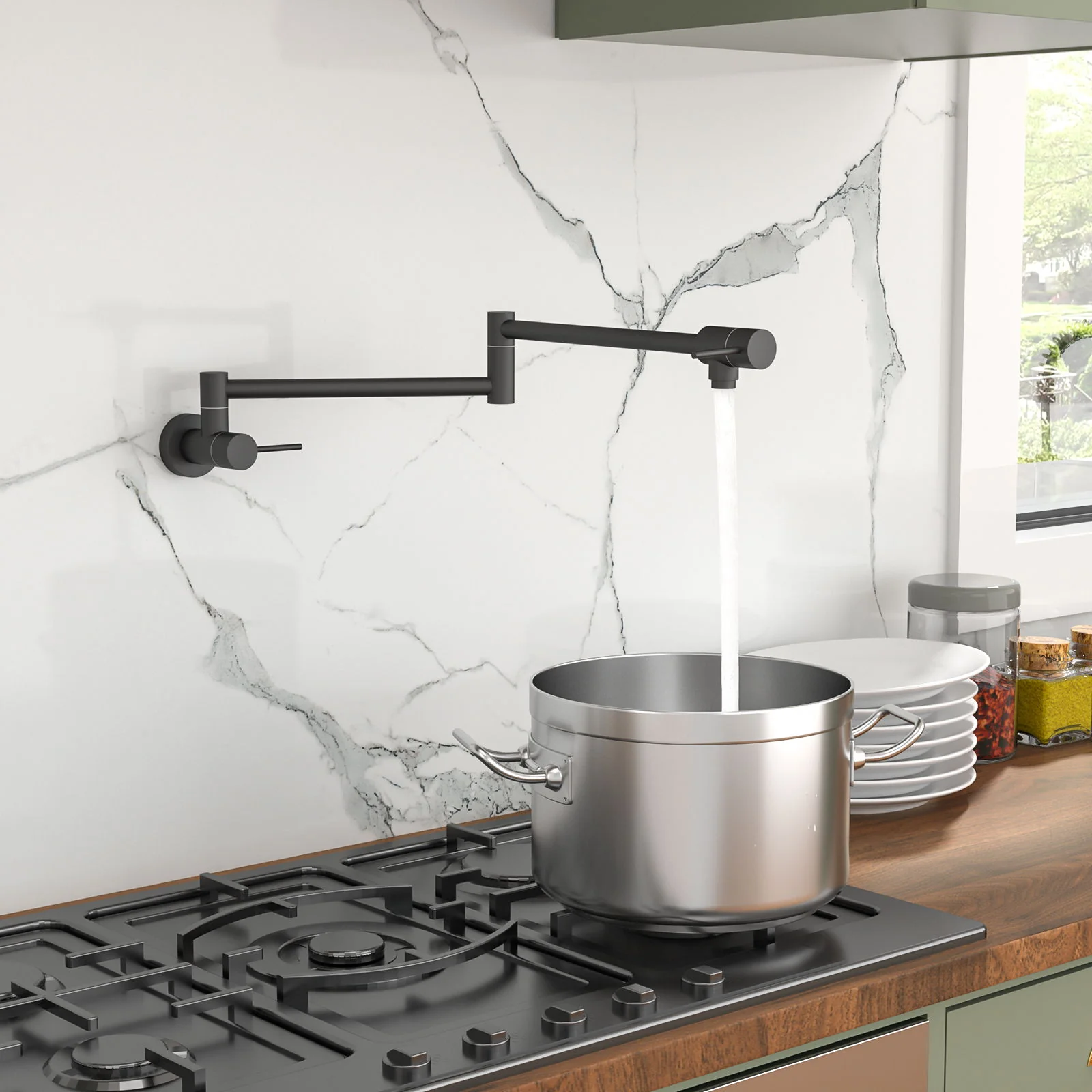 Modern Design Pot Filler Faucet Wall Mount Kitchen Sink, Folding Stretchable - Image 8