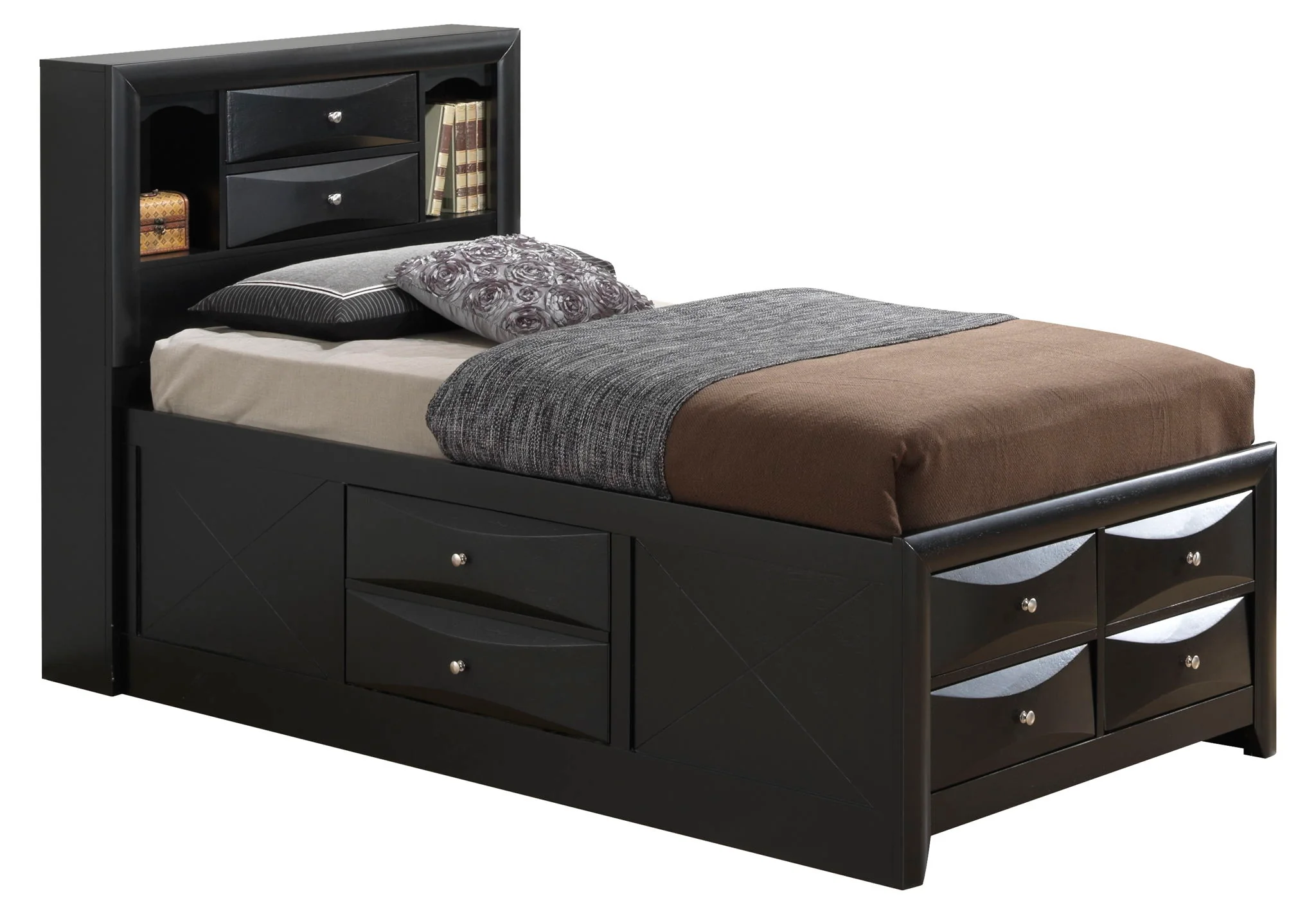 Modern Design Storage Bed With Bookcase Headboard - Image 58