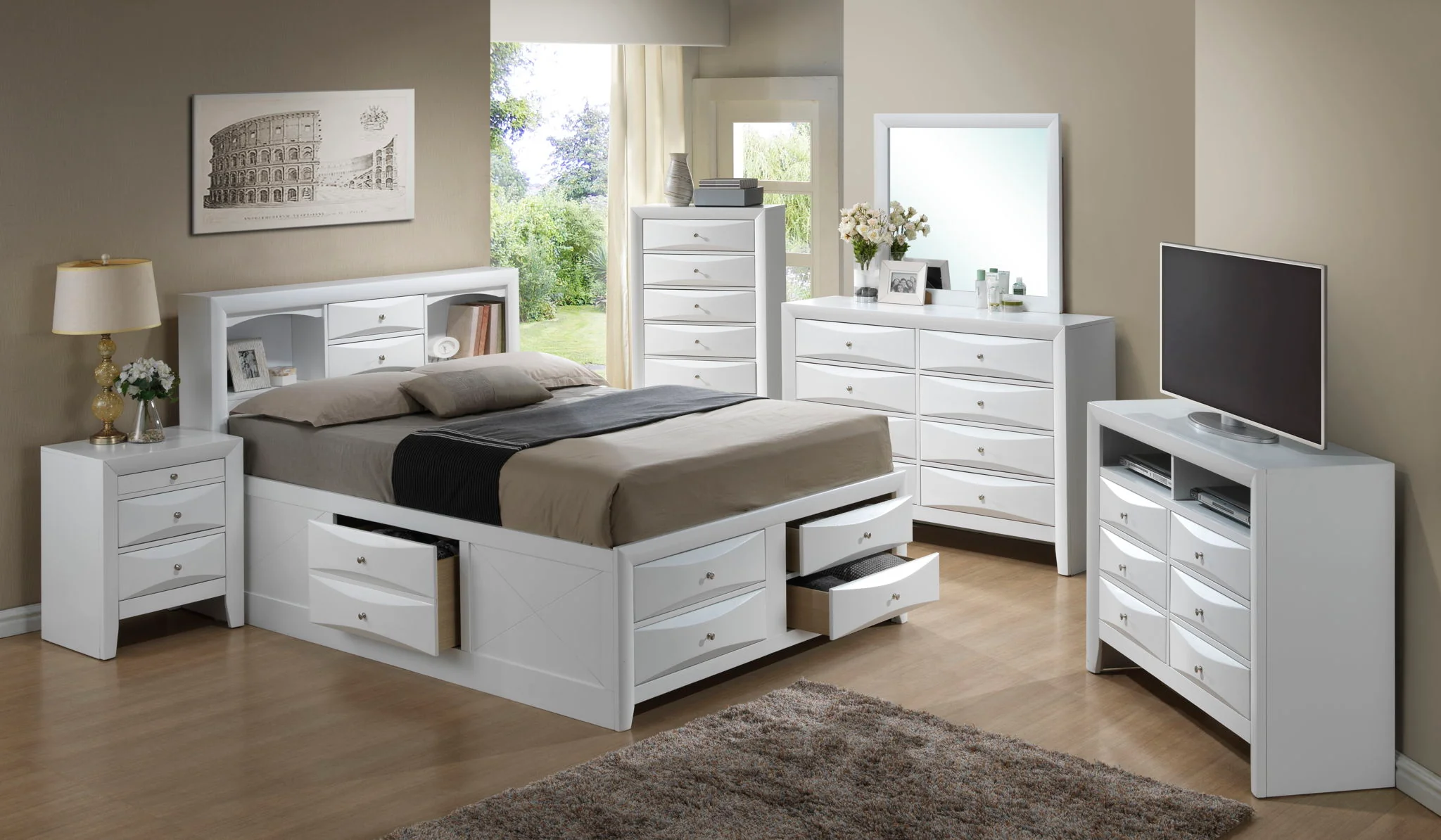 Modern Design Storage Bed With Bookcase Headboard - Image 79