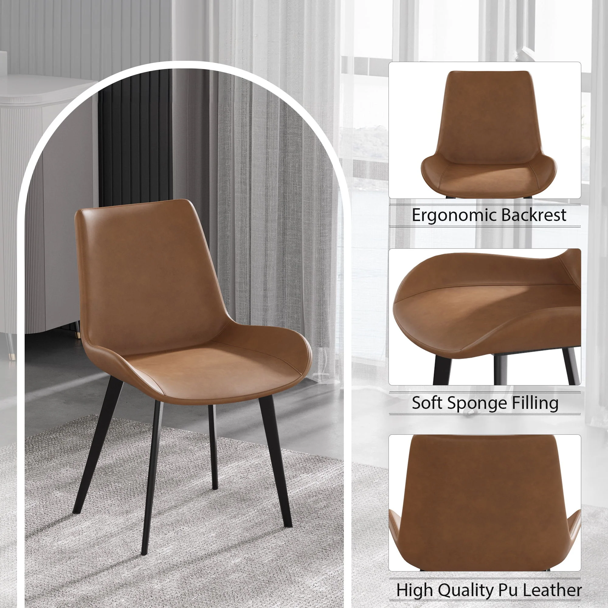 Modern Dining Chair Living Room Metal Leg Dining Chair (Set of 2) - Image 10