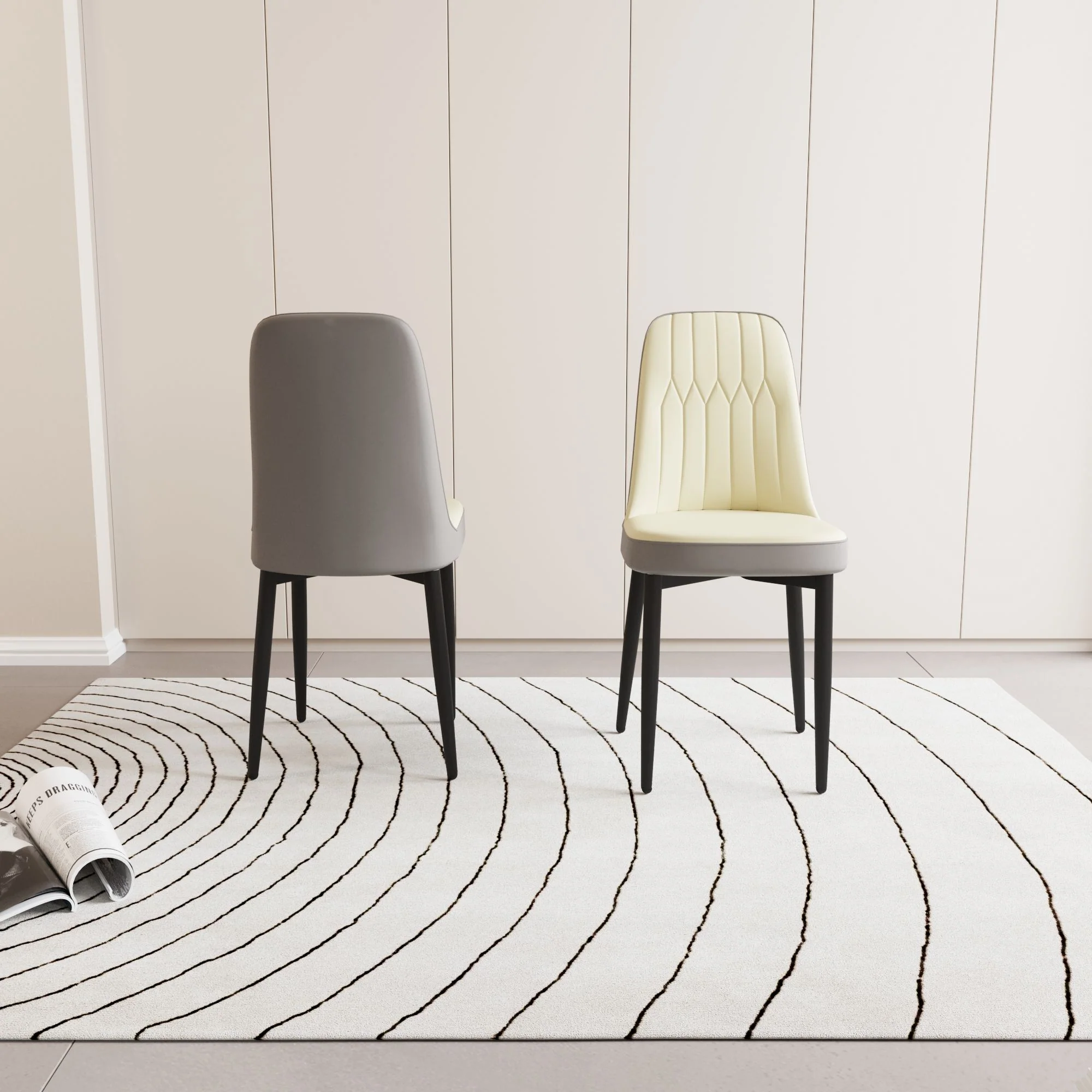 Modern Dining Chair With Cushions And Metal Legs - Image 21