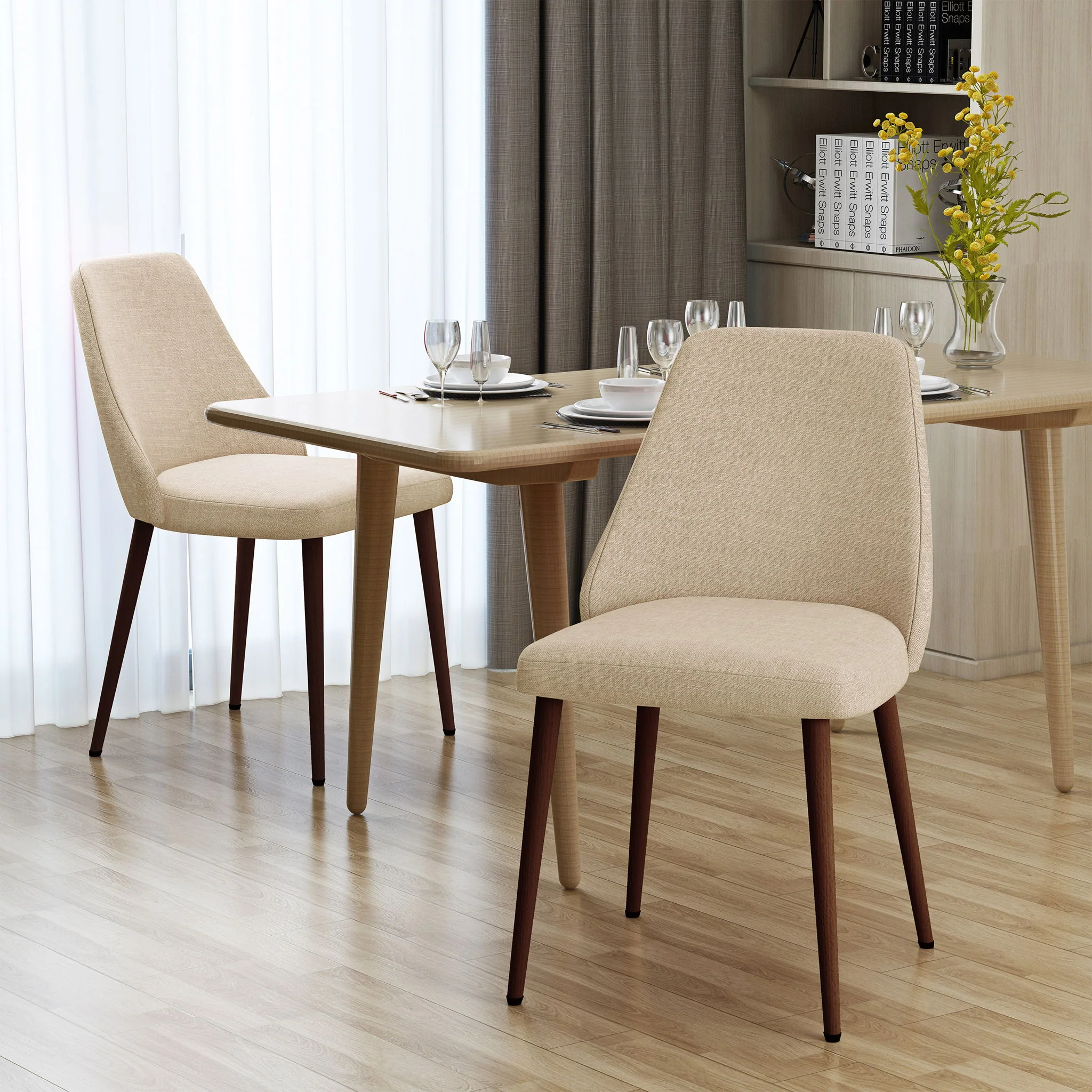 Modern Dining Chair With Iron Legs And Wood Finish - Image 18