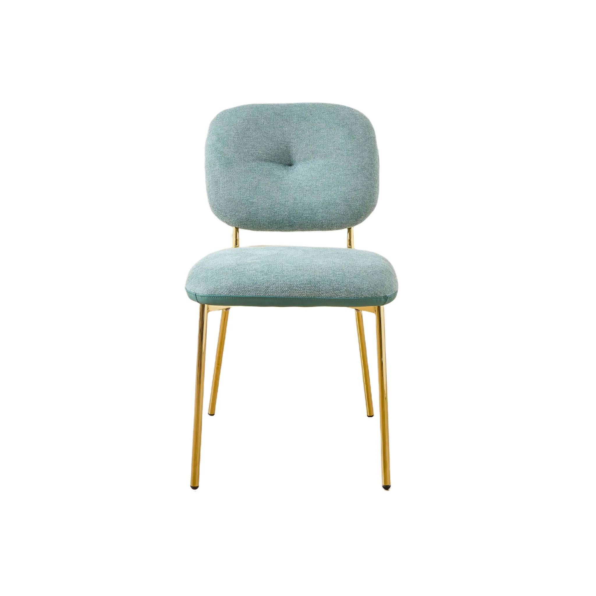 Modern Dining Chairs (Set of 2) Upholstered Accent Chairs With Metal Legs Space Saving Contemporary Seating - Green - Image 5
