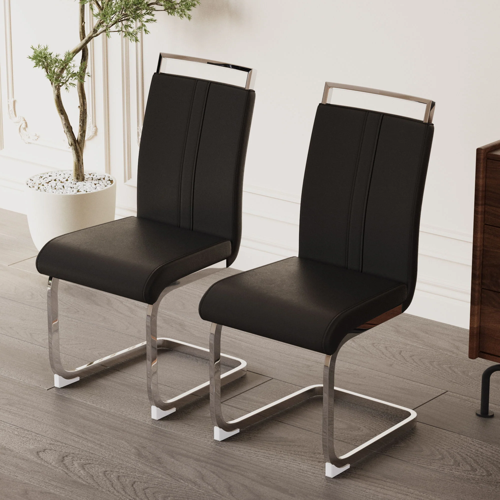 Modern Dining Chairs With Padded Seat, High Back - Image 12