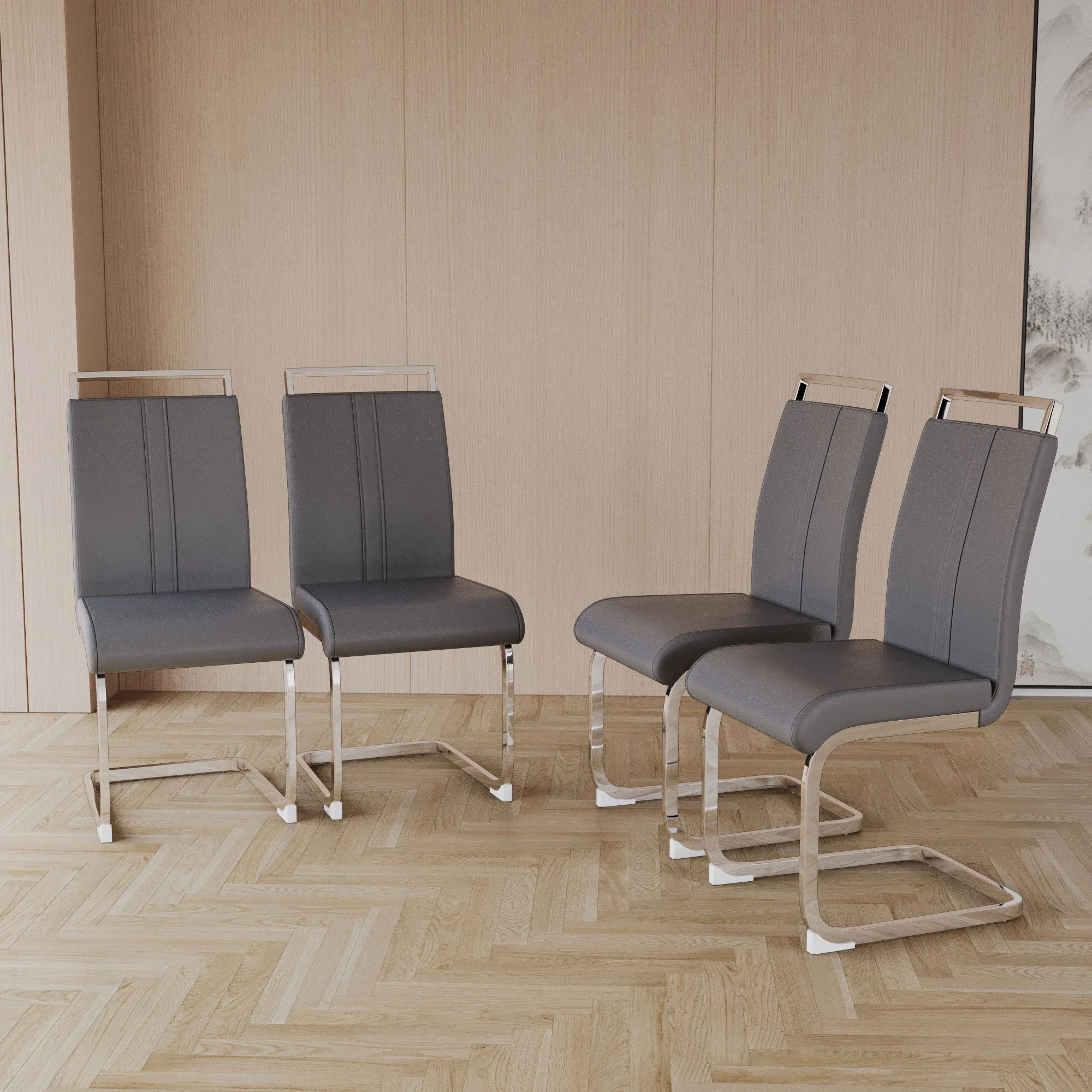 Modern Dining Chairs With Padded Seat, High Back - Image 5