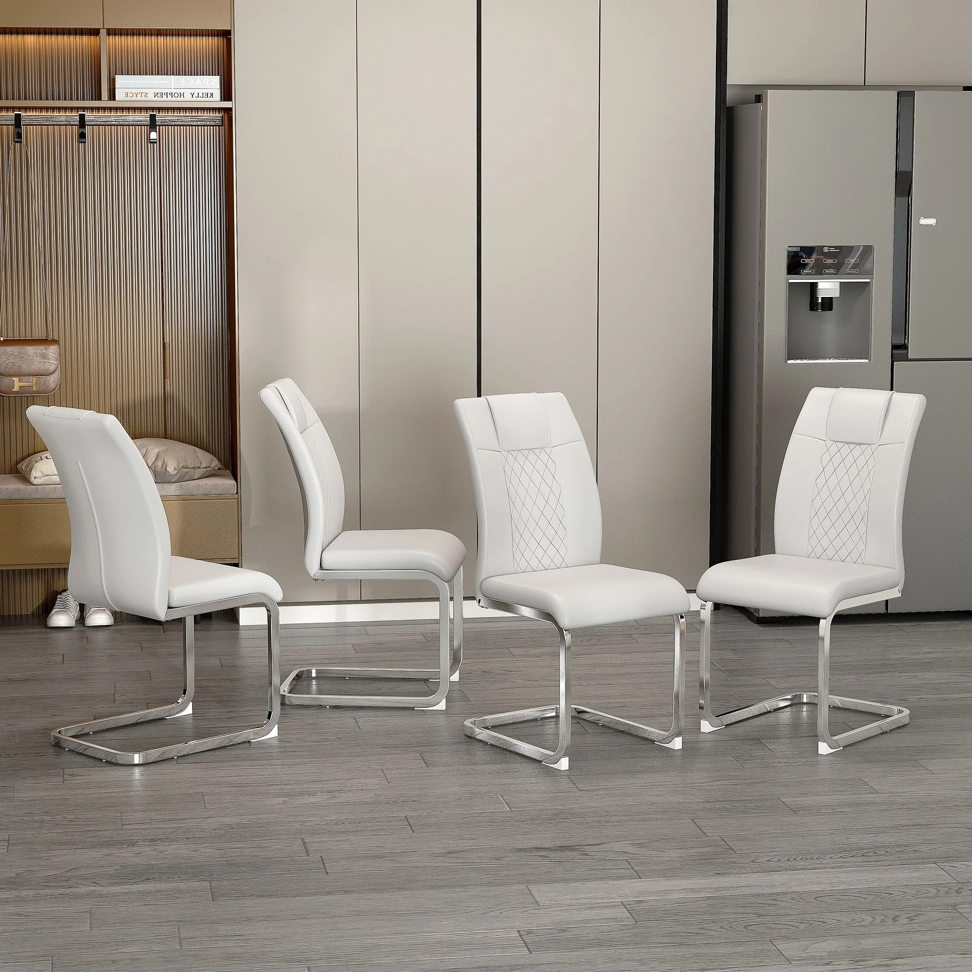 Modern Dining Chairs With Padded Seat, Metal Legs - Image 15