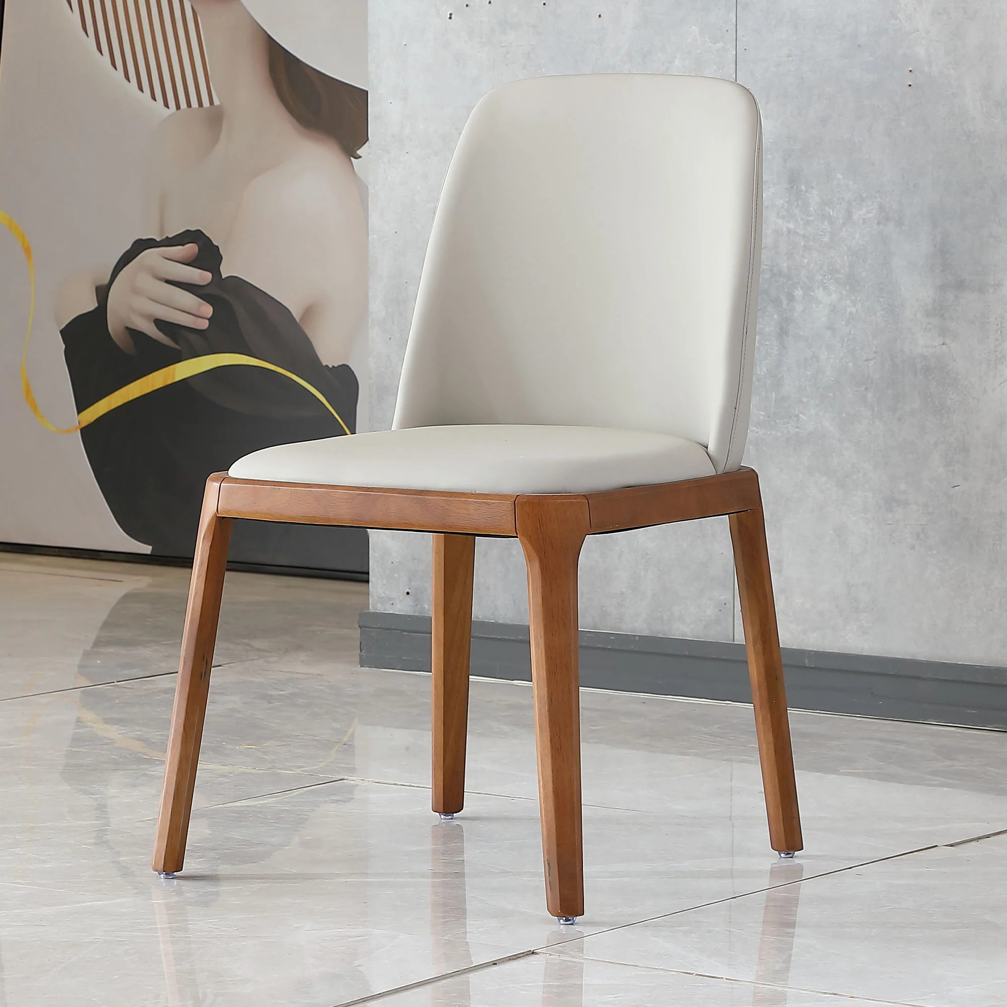 Modern Dining Chairs, Wooden Legs (Set of 2) - Gray - Image 6