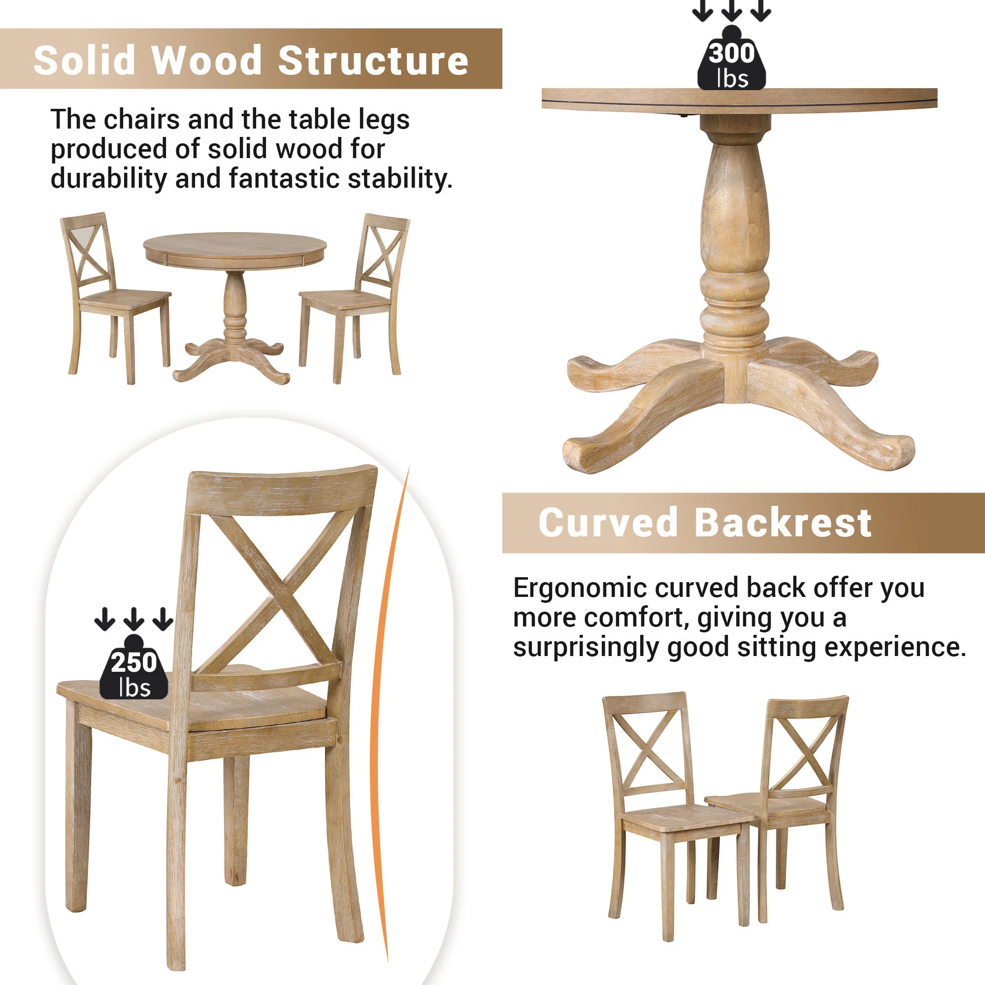 Modern Dining Table Set For 4, Round Table And 4 Kitchen Room Chairs, 5 Piece Kitchen Table Set For Dining Room, Dinette, Breakfast Nook - Image 6