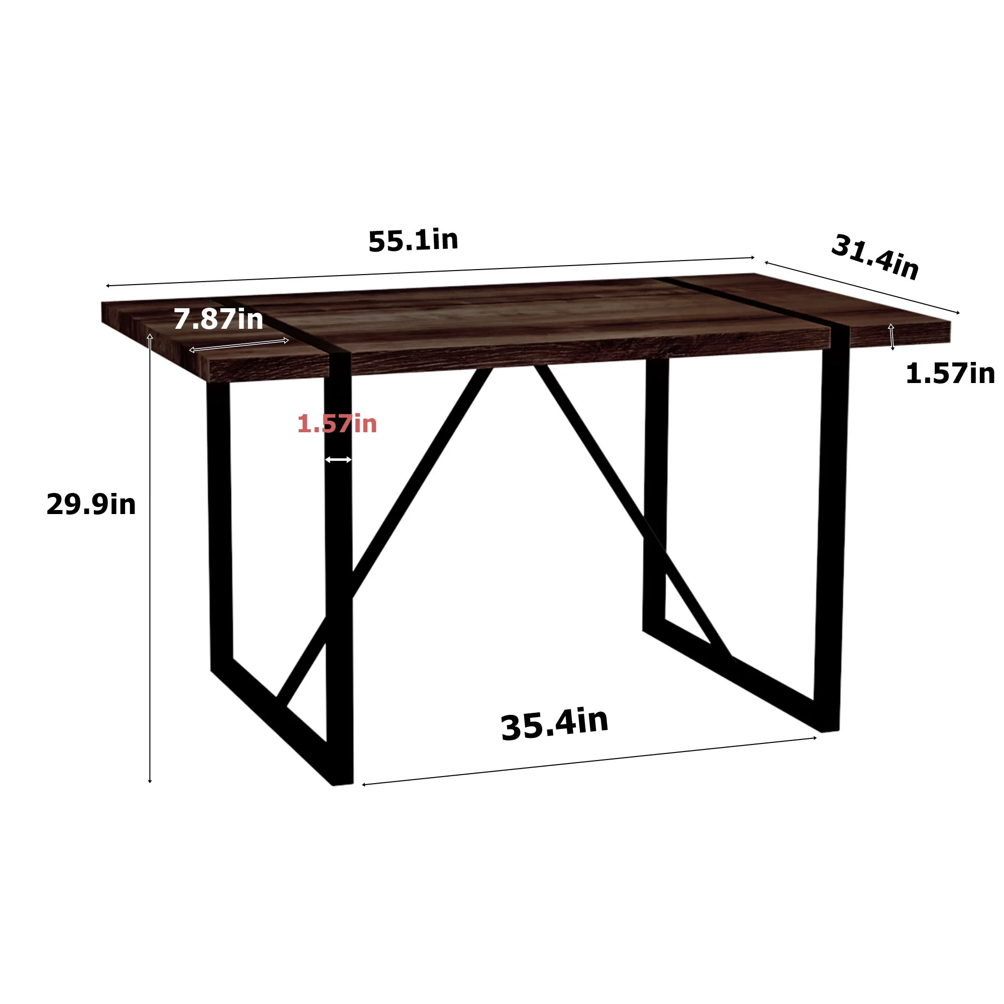 Modern Dining Table With Metal Legs For 4 - 6 Person - Image 13
