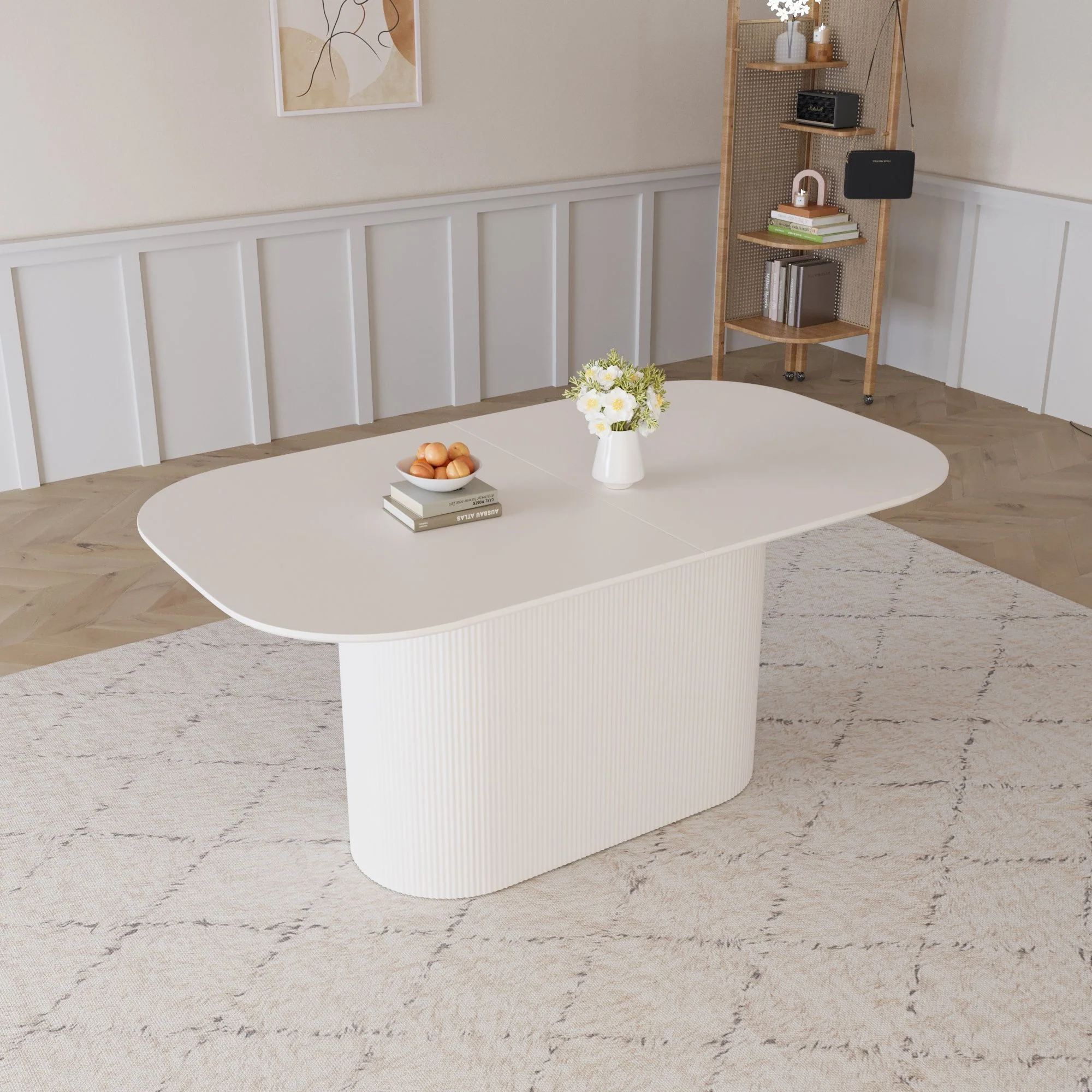 Modern Dining Table With Vertical Striped Legs - Image 2