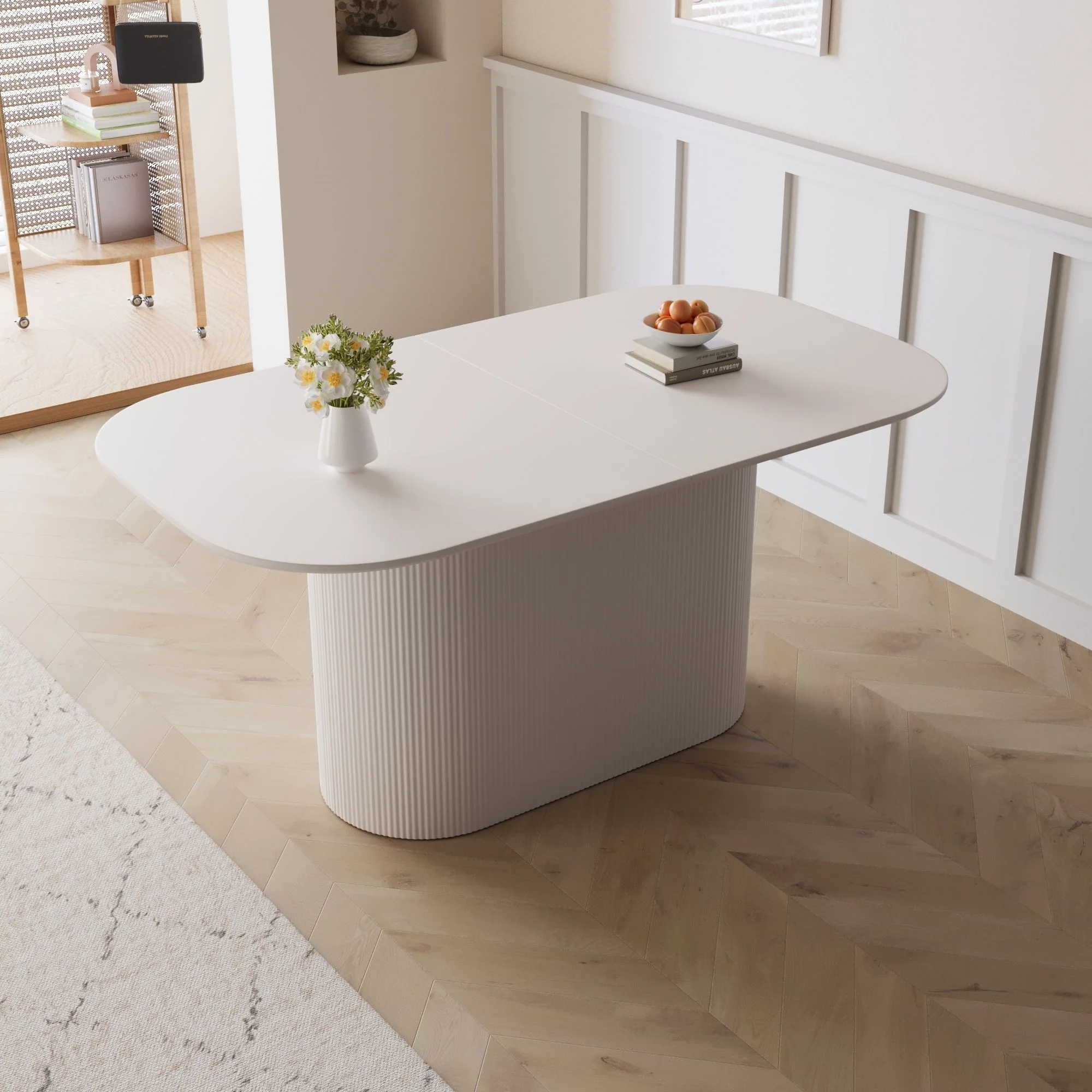 Modern Dining Table With Vertical Striped Legs - Image 6