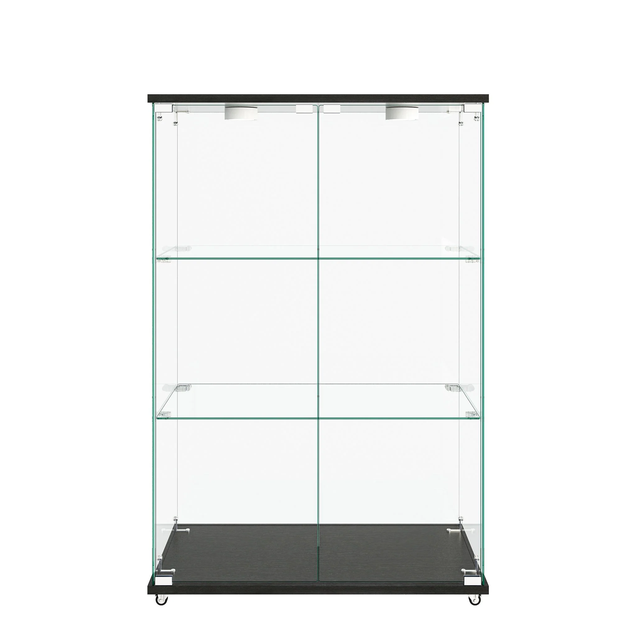 Modern Display Cabinet With LED Lights, Transparent Tempered Glass 2 Door Storage Case With 3 Shelves - Image 7