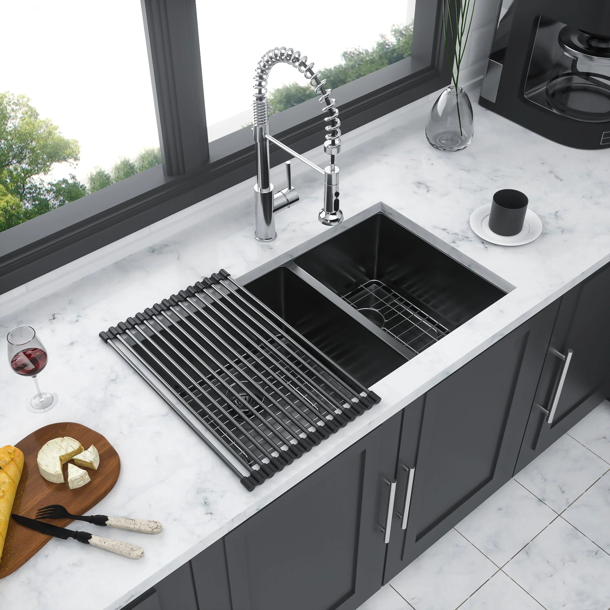 Modern Double Bowl Undermount Kitchen Sink 50 / 50 Design Stainless Steel - Image 19