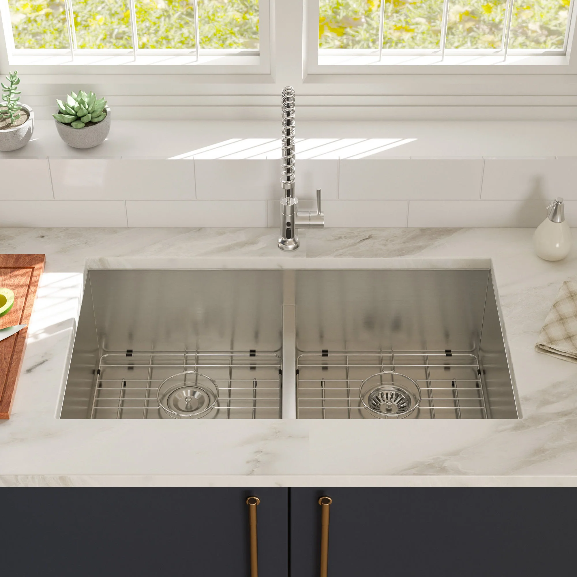 Modern Double Bowl Undermount Sink Design With 10" Deep Basins - Image 31