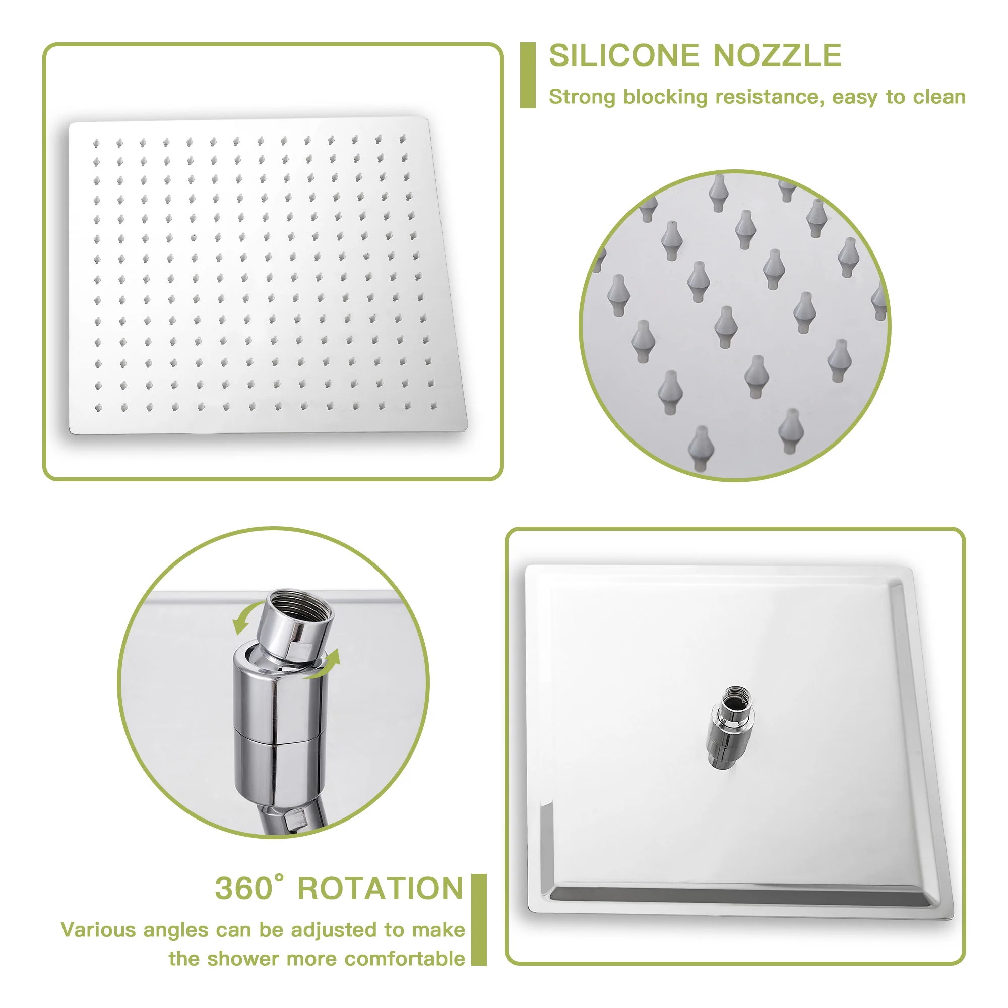 Modern Dual Shower Head System With 16" Ceiling Mount Finish, Stainless Steel And Brass - Image 14