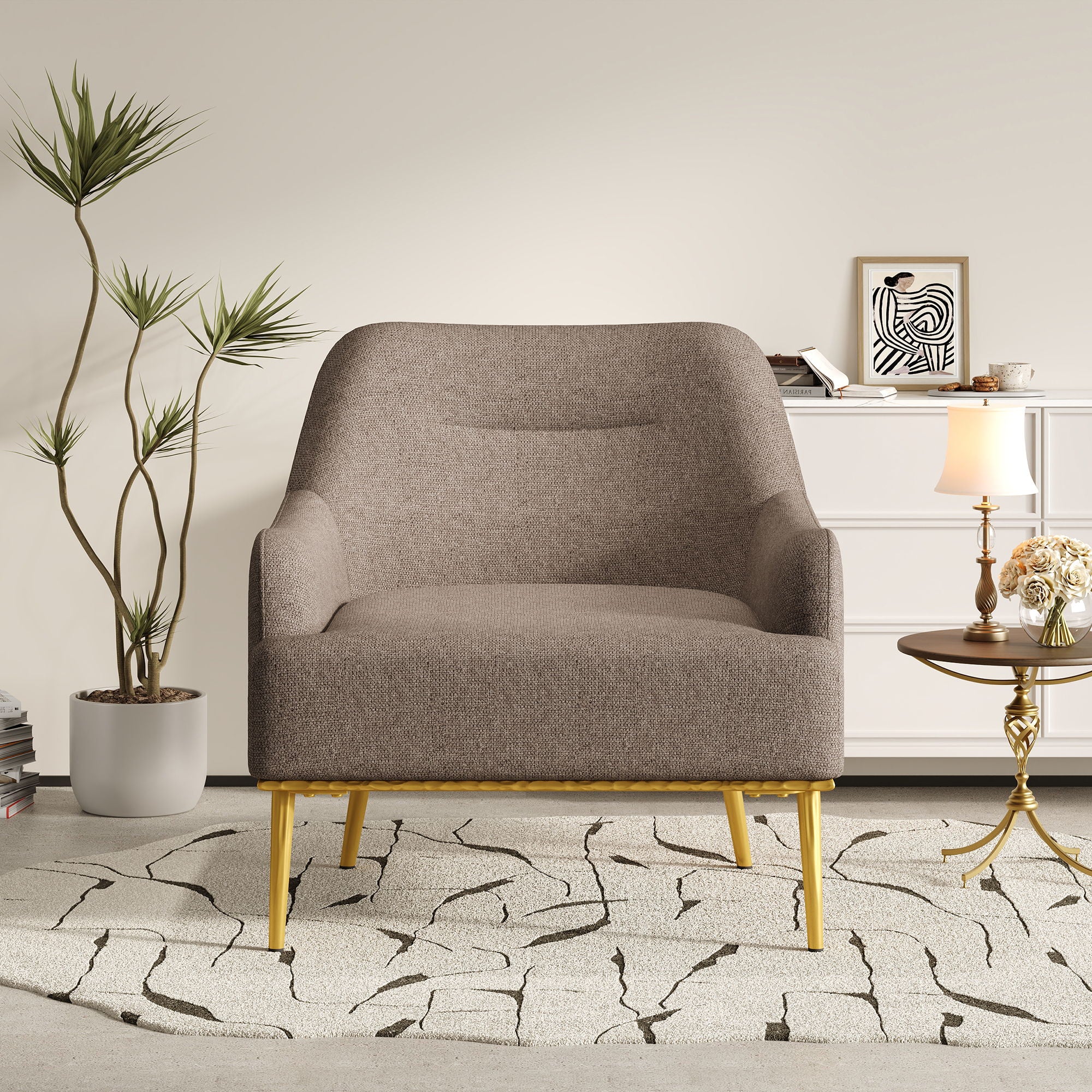 Modern Elegance Accent Chair With Curved Backrest - Image 40