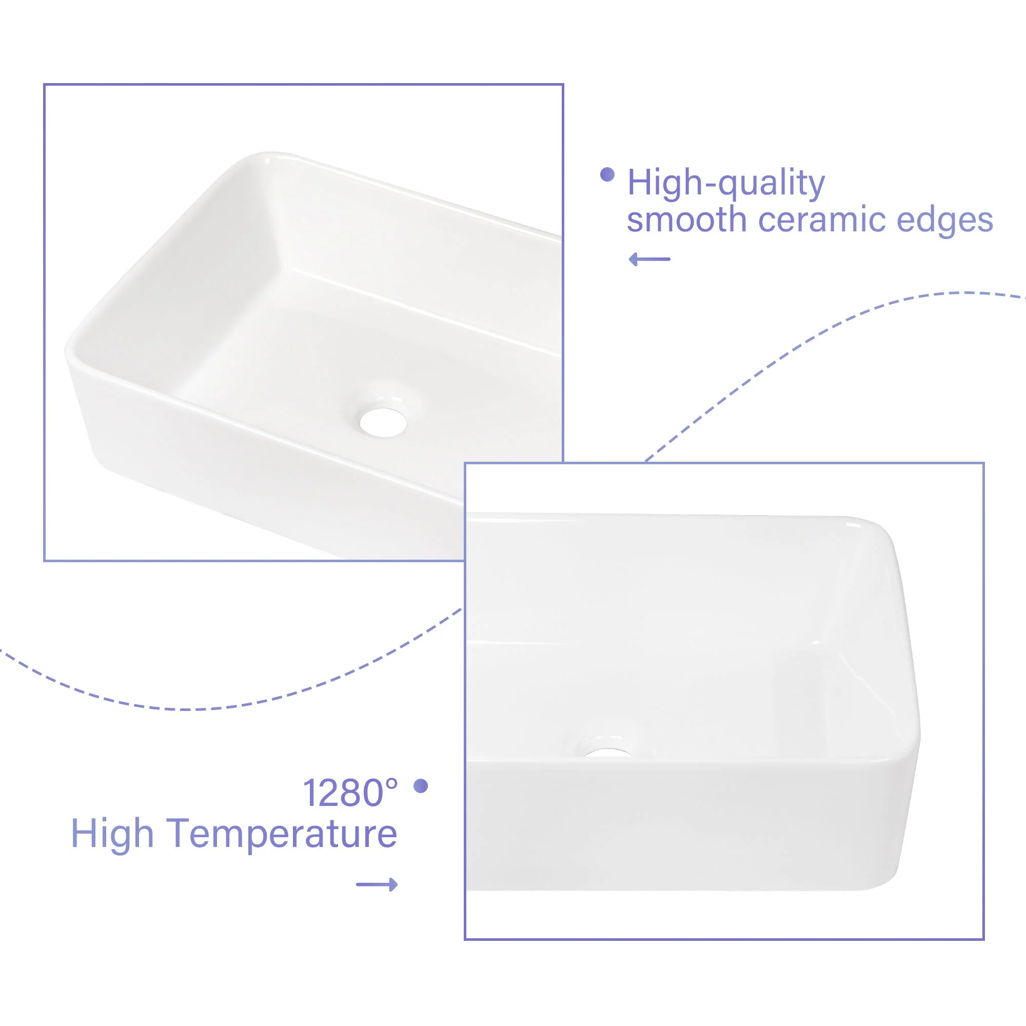 Modern European Design Ceramic Rectangular Vessel Bathroom Sink - Image 10