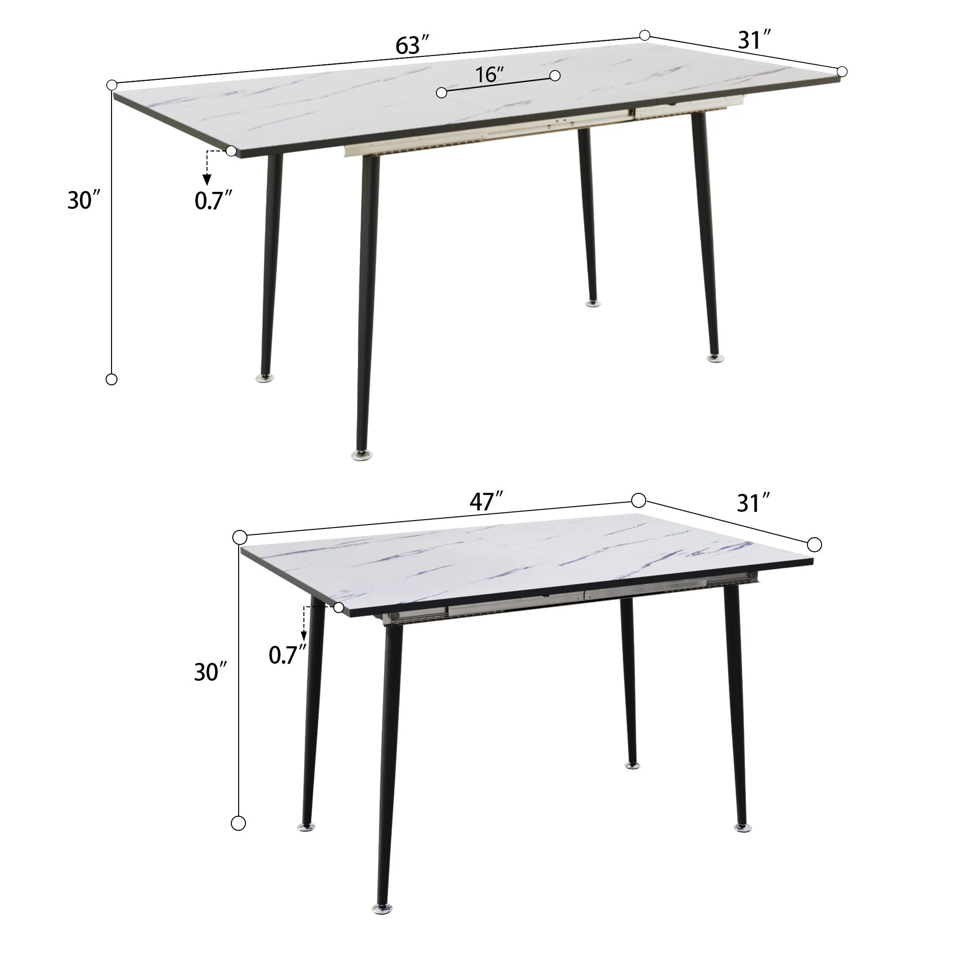 Modern Extendable Dining Table And Chair Set For 2 - 6 People - Image 2