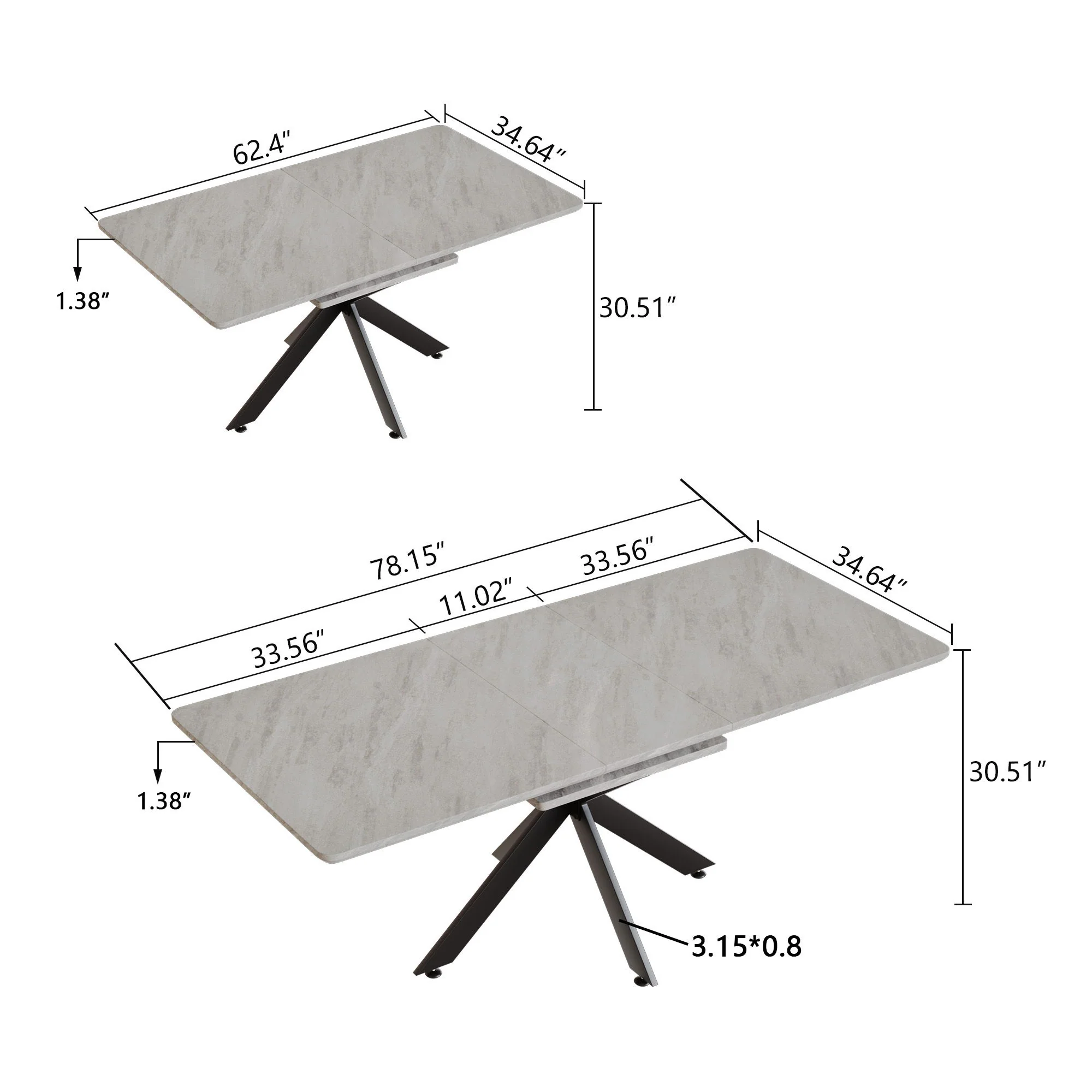 Modern Extendable Dining Table Set With Soft Padded Armless Chairs - Image 12