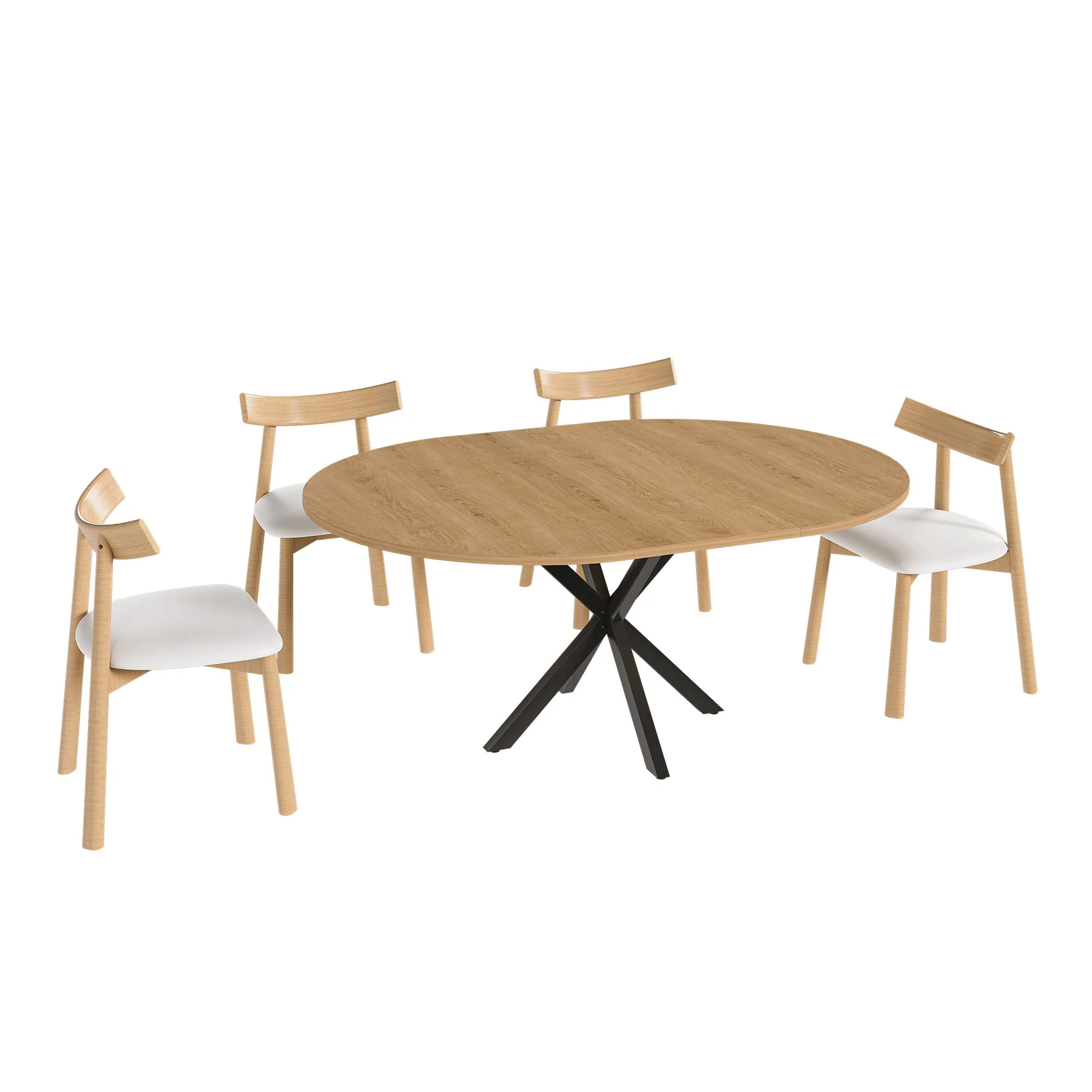 Modern Extendable Round Dining Table Set, Table With Chairs - Image 2