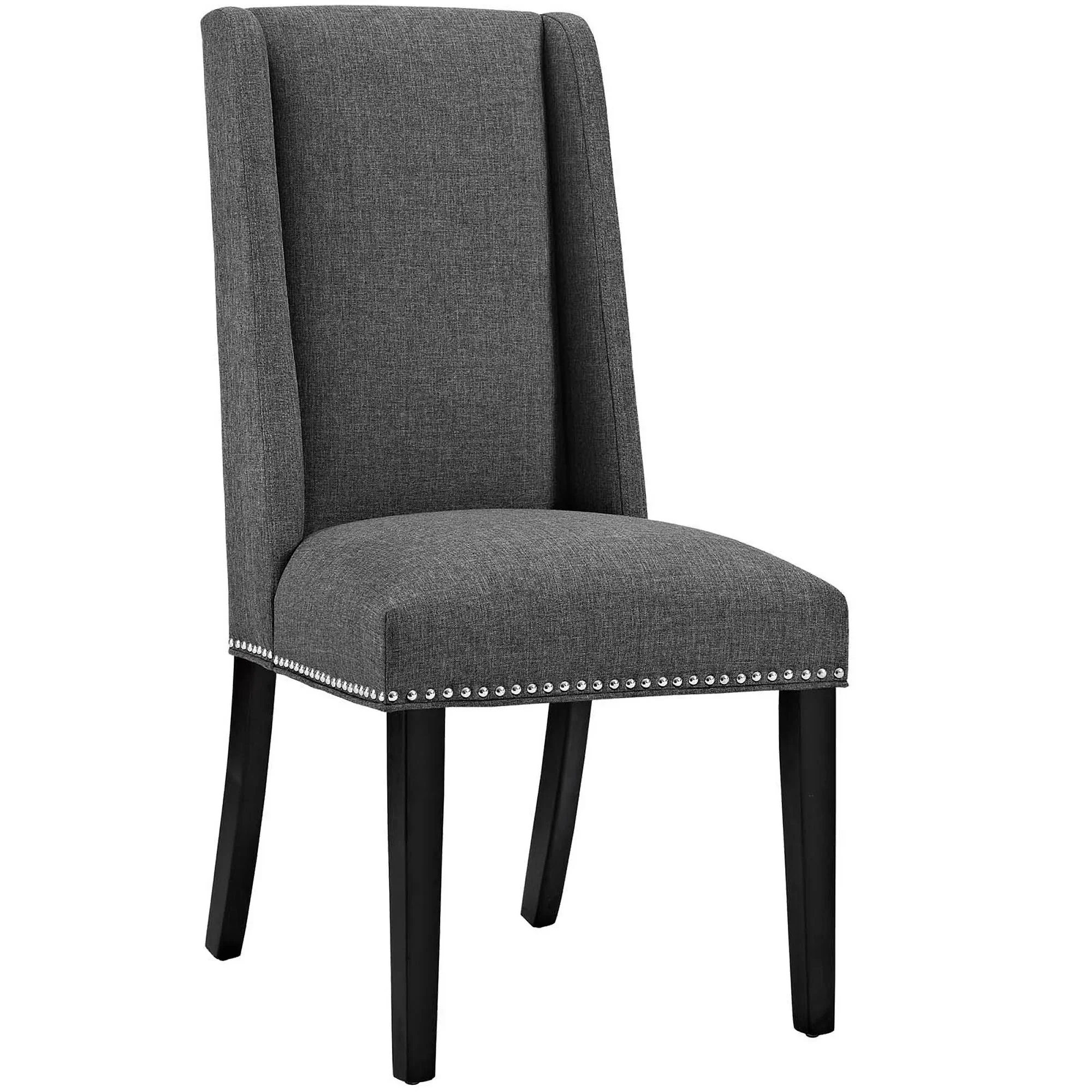 Modern Fabric High-Back Dining Side Chair with Nailhead Trim - Image 9