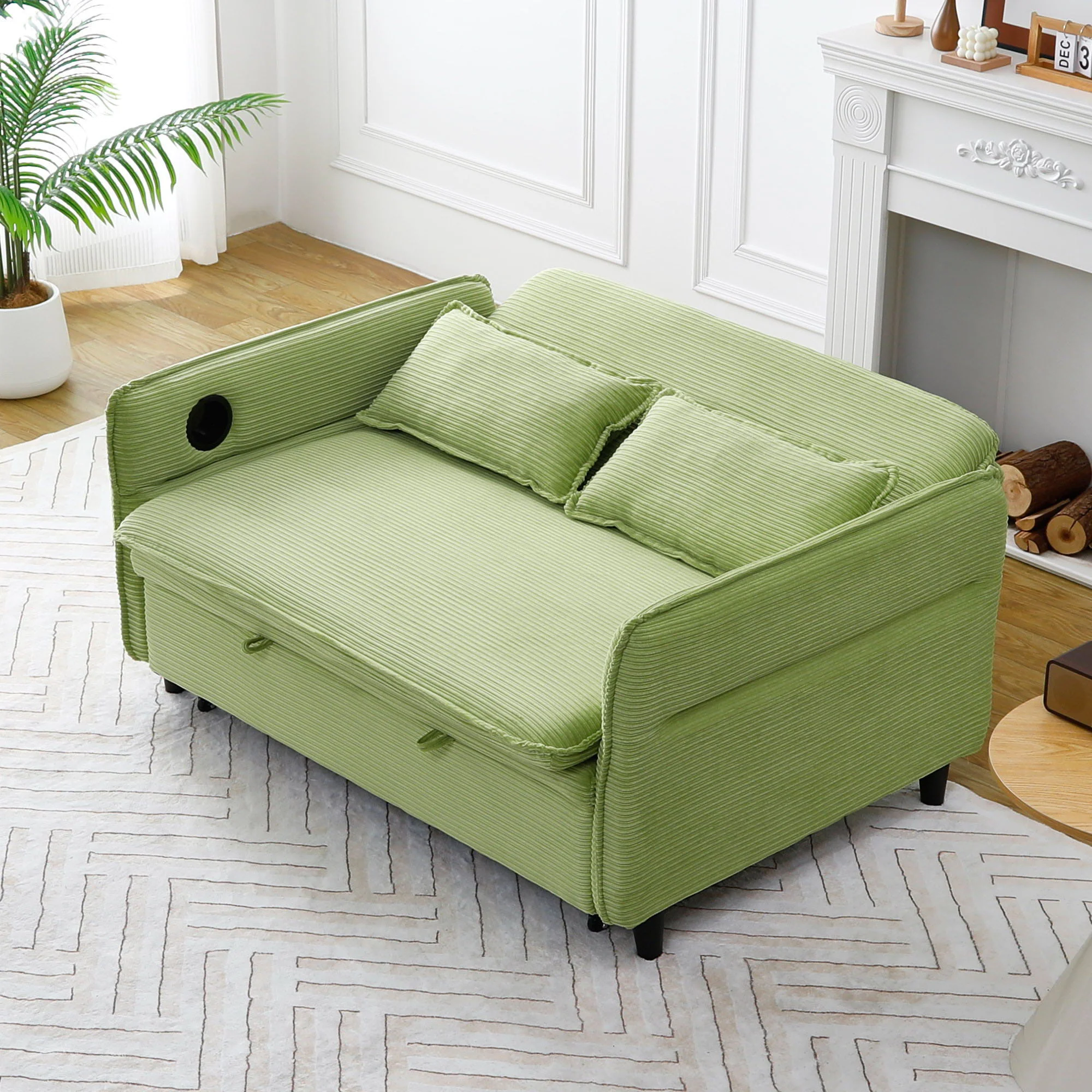 Modern Fabric Multi-Functional Sofa Bed With Adjustable Armrests And Backrests - Image 20
