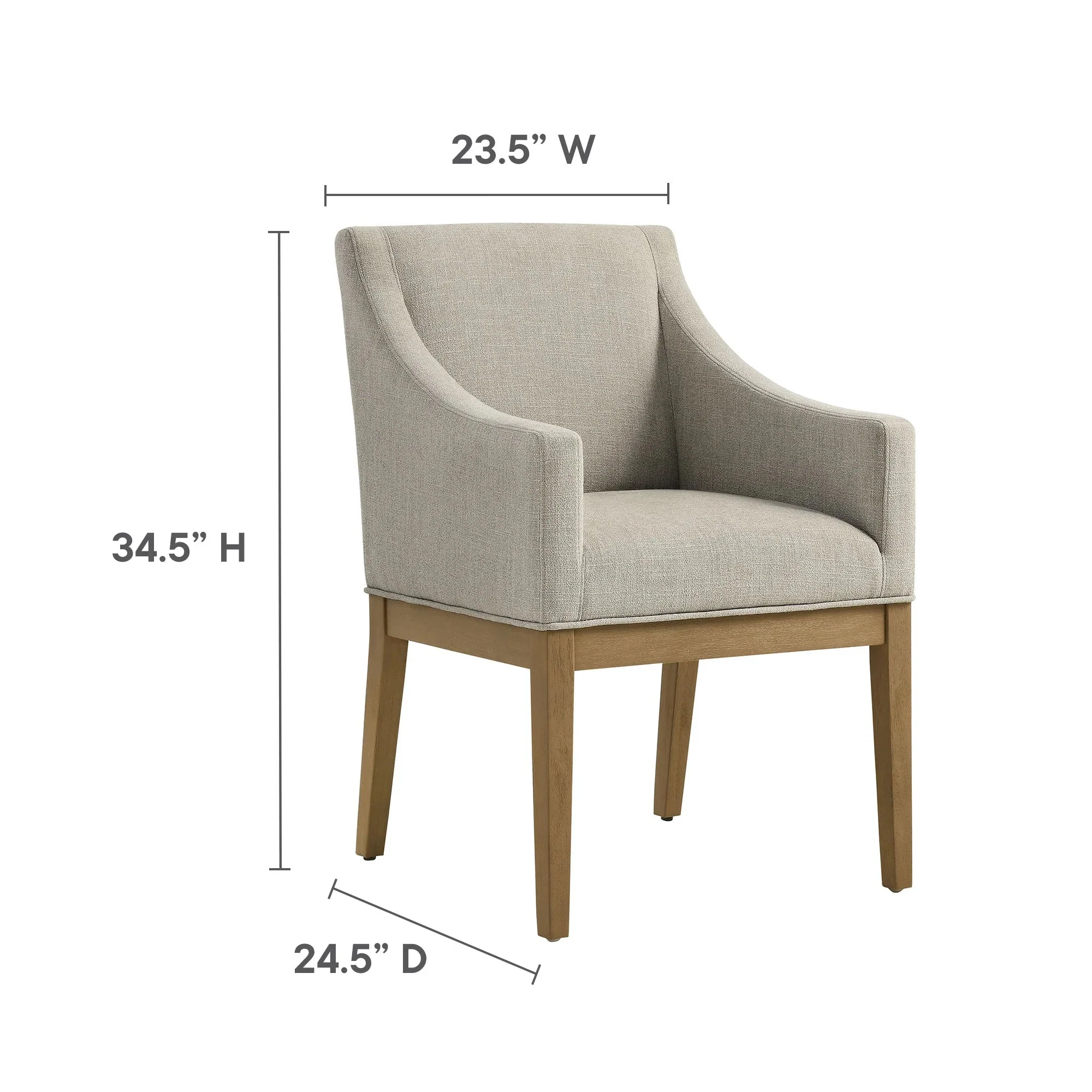 Modern Fabric Upholstered Dining Armchair with Wood Frame - Image 6