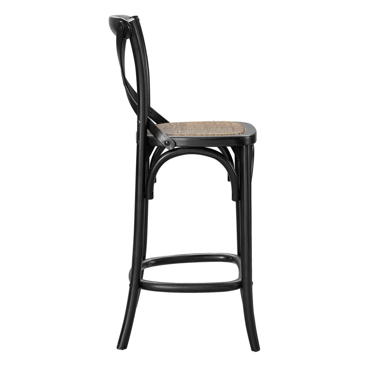 Modern Farmhouse Elm Wood X-Back Counter Stool - Image 3