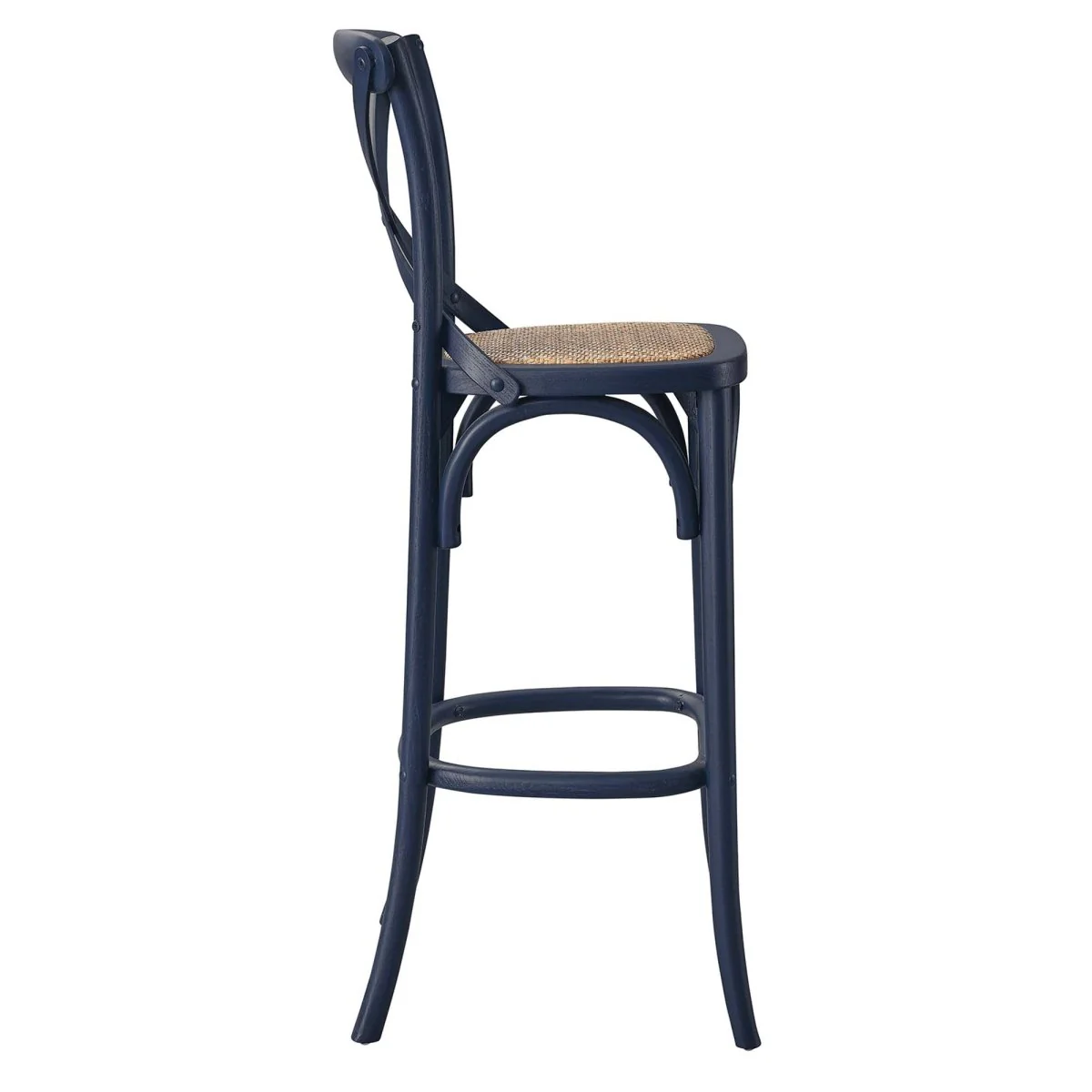 Modern Farmhouse X-Brace Back Elm Wood Bar Stool - Image 13