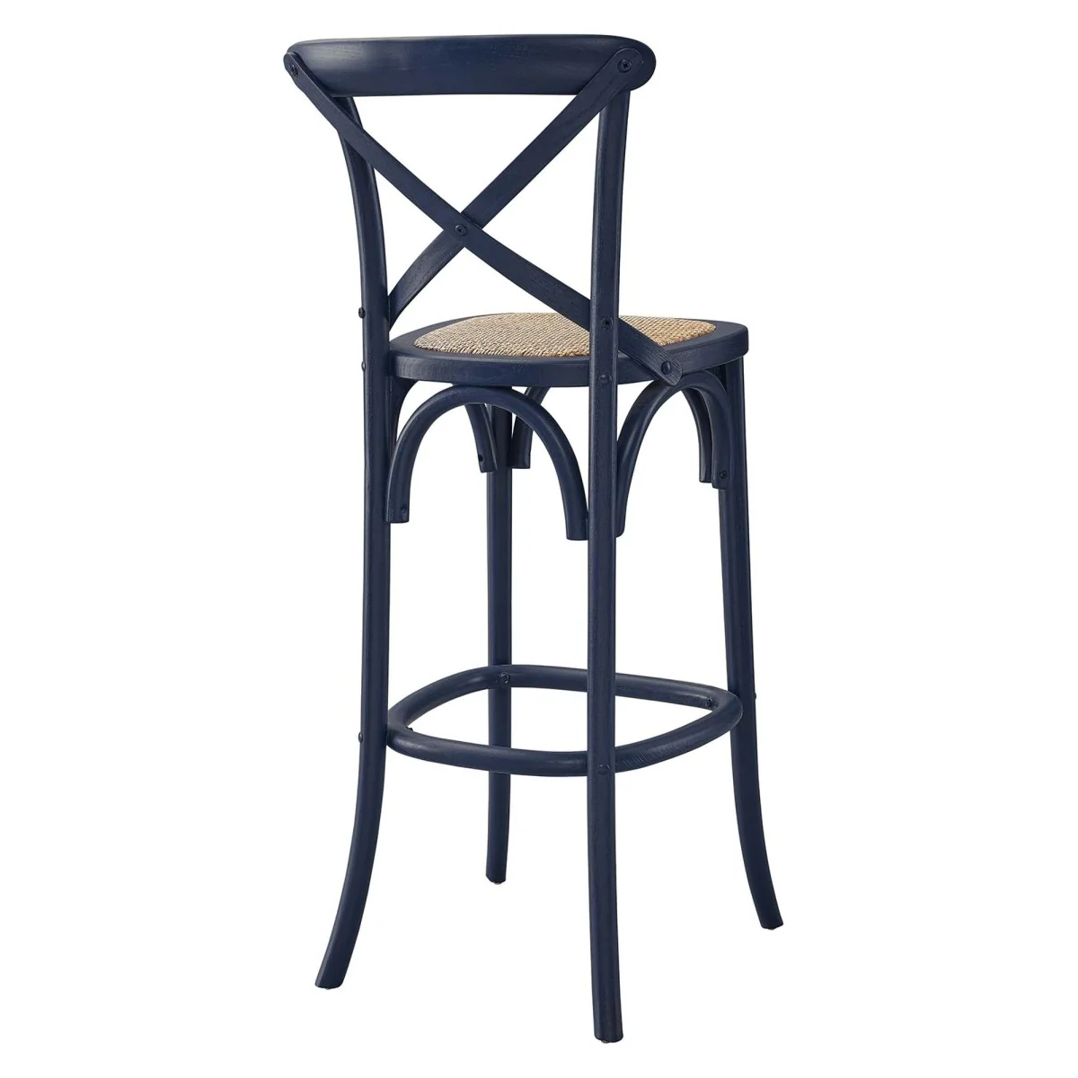 Modern Farmhouse X-Brace Back Elm Wood Bar Stool - Image 14