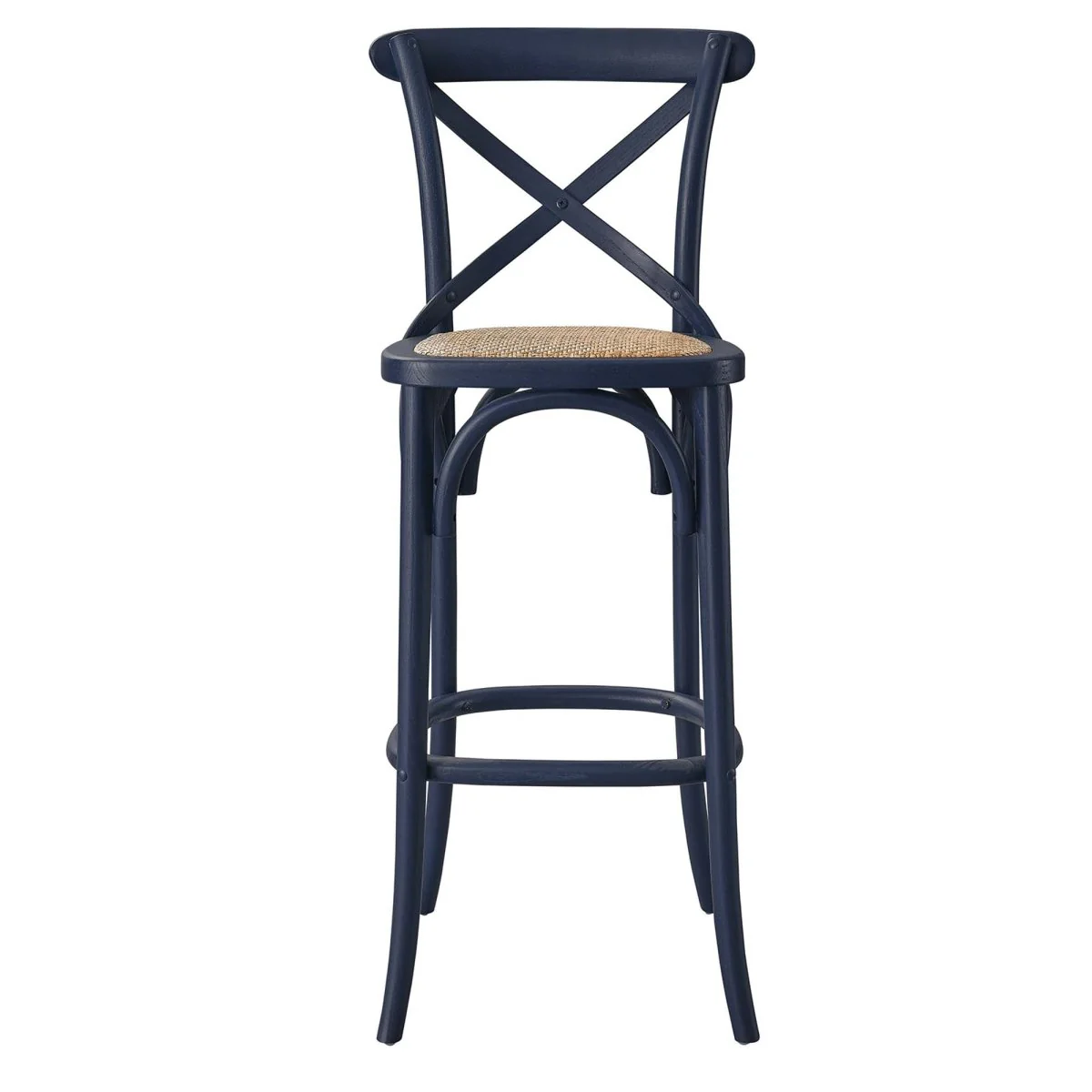 Modern Farmhouse X-Brace Back Elm Wood Bar Stool - Image 15
