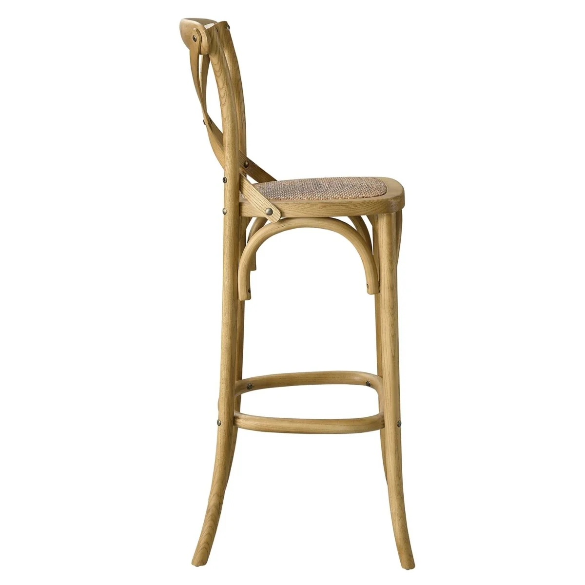 Modern Farmhouse X-Brace Back Elm Wood Bar Stool - Image 18