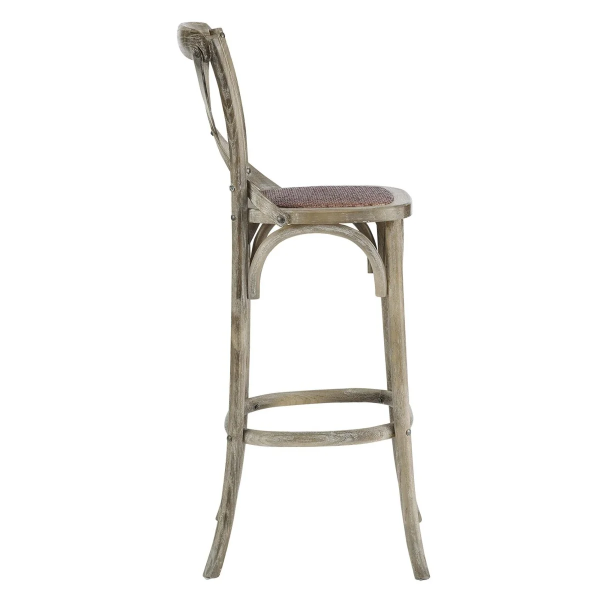 Modern Farmhouse X-Brace Back Elm Wood Bar Stool - Image 8