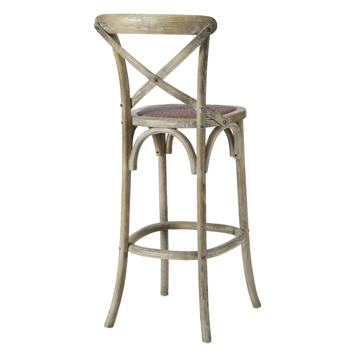 Modern Farmhouse X-Brace Back Elm Wood Bar Stool - Image 9