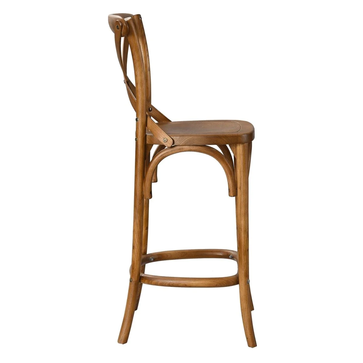 Modern Farmhouse X-Brace Back Elm Wood Counter Stool - Image 23