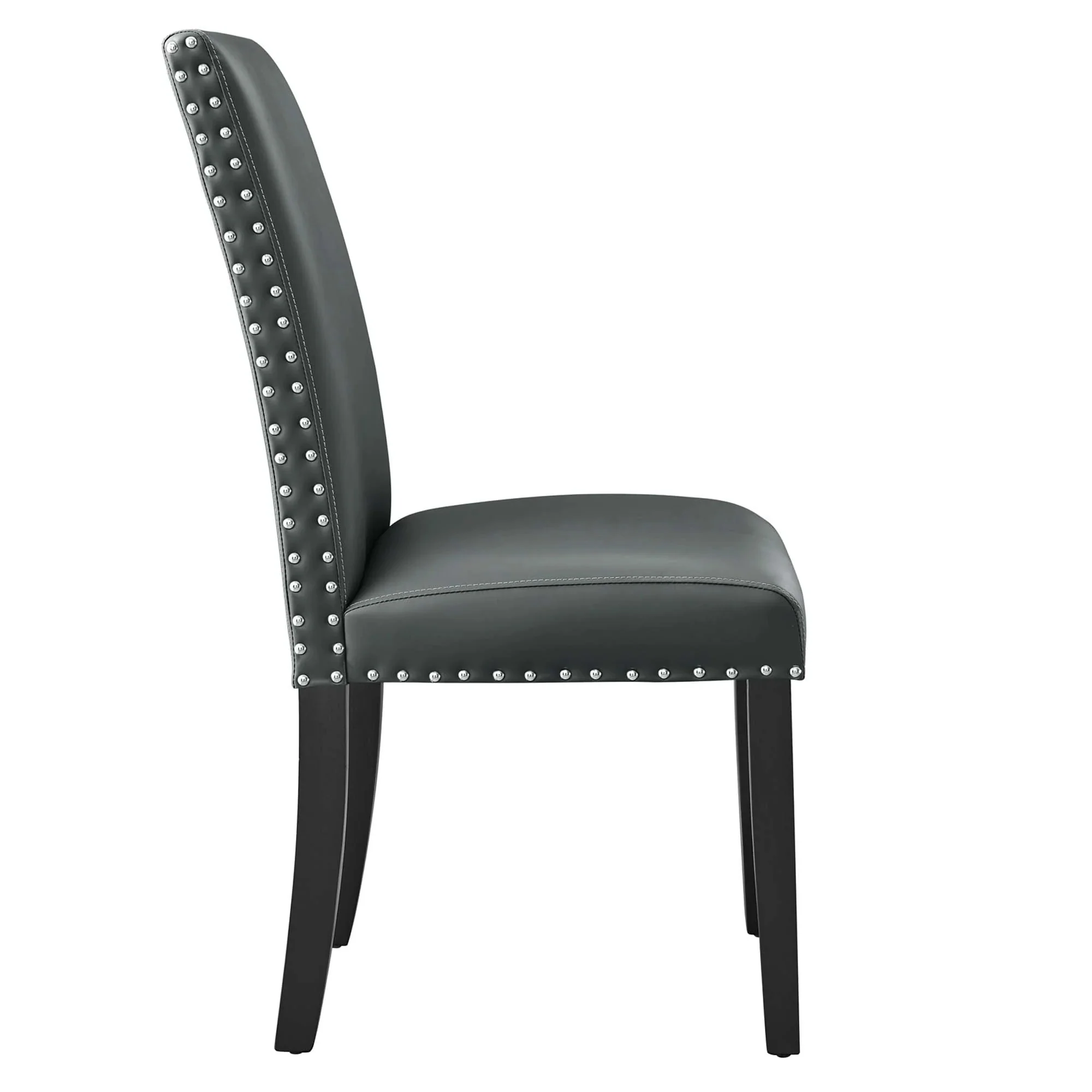 Modern Faux Leather Dining Room Side Chair with Nailhead Trim - Image 8