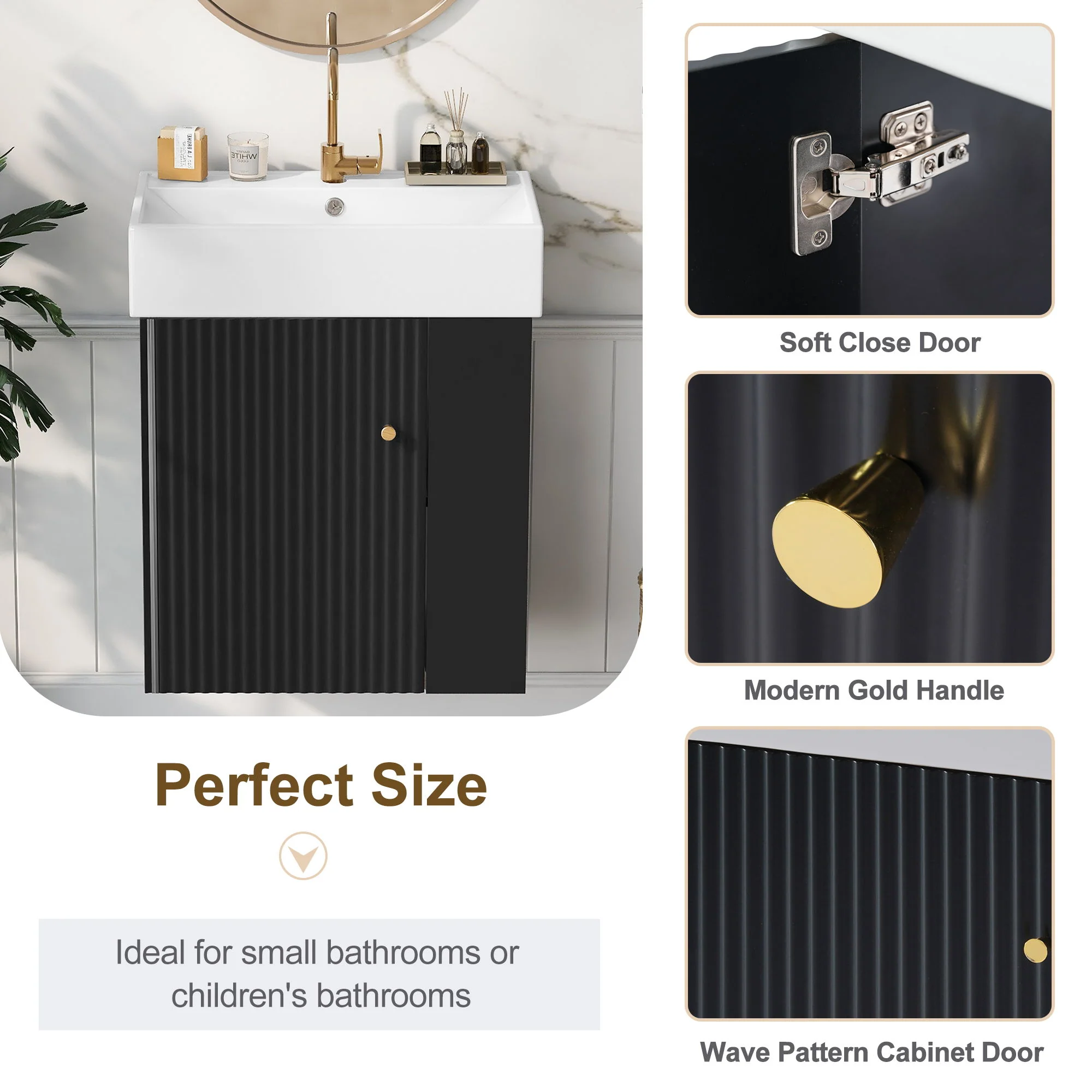Modern Floating Bathroom Vanity With Ceramic Basin Perfect For Small Bathrooms - Image 40
