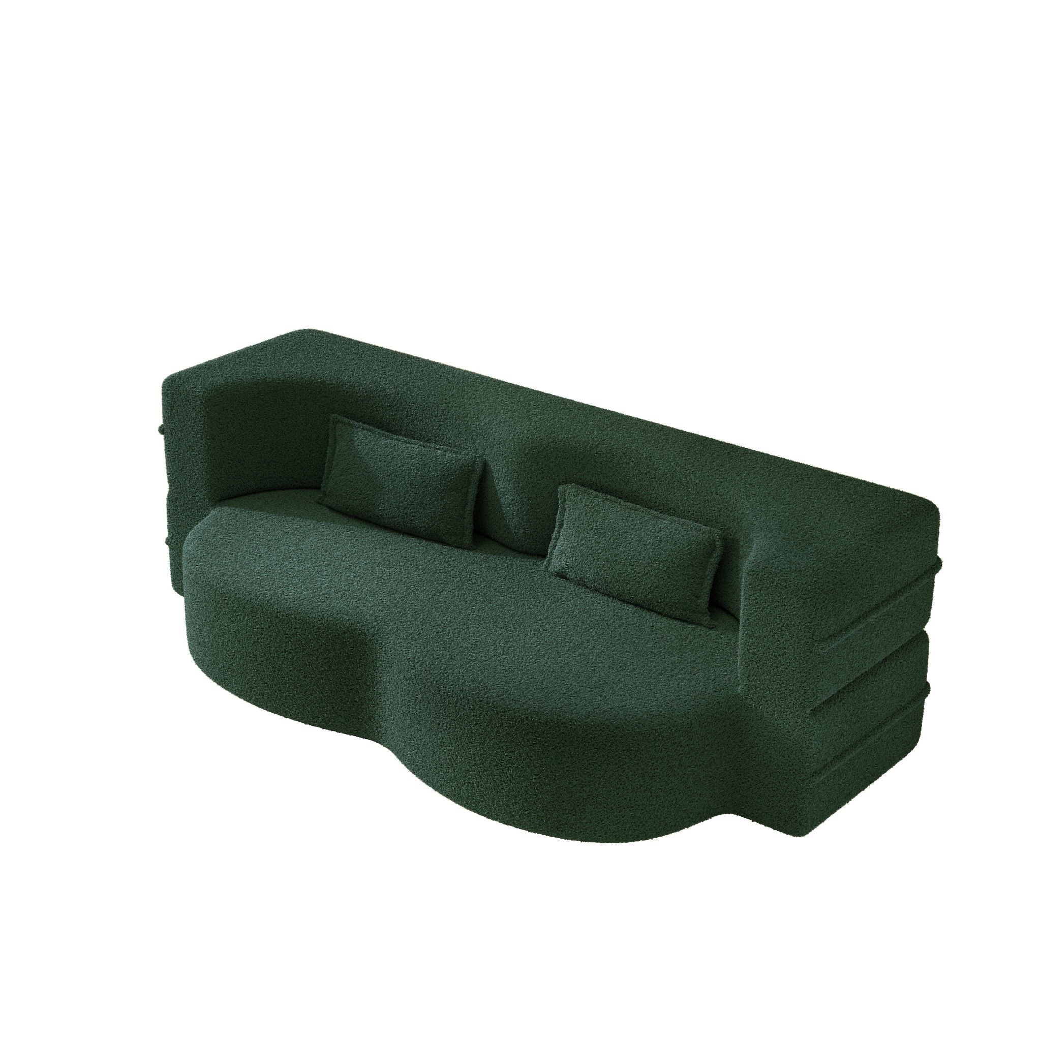 Modern Floor Sleeper Sofa Bed With 2 Pillows, Convertible Twin Size Folding Mattress For Living Room - Image 2