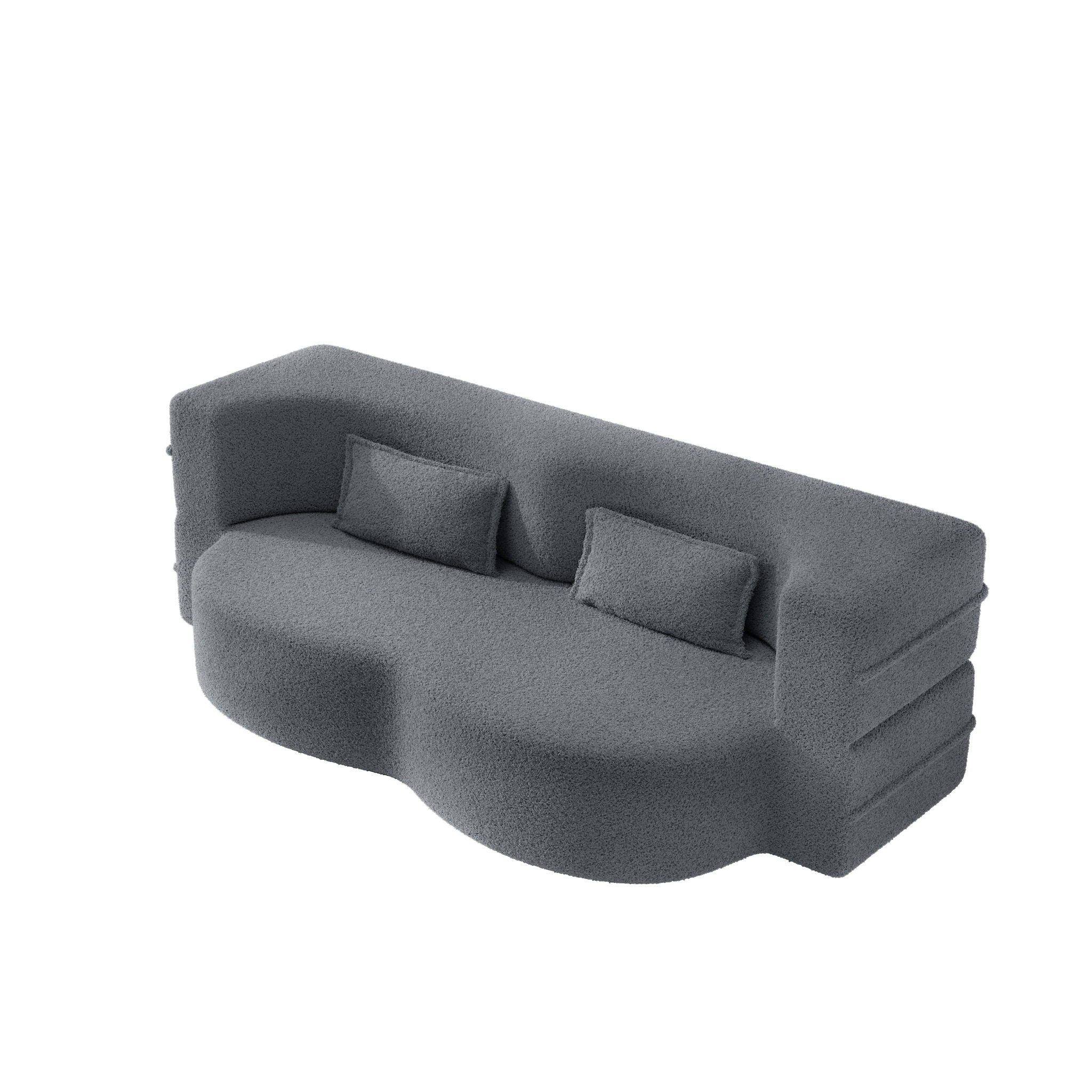 Modern Floor Sofa With 2 Pillows, Twin Size For Living Room - Image 2