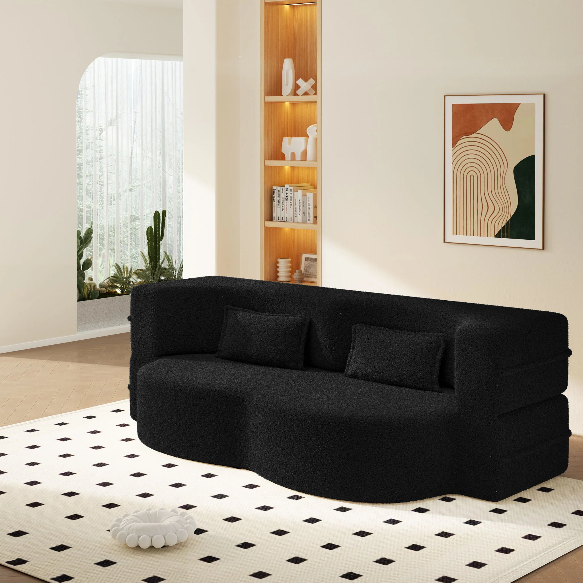 Modern Floor Sofa With 2 Pillows, Twin Size For Living Room - Image 21