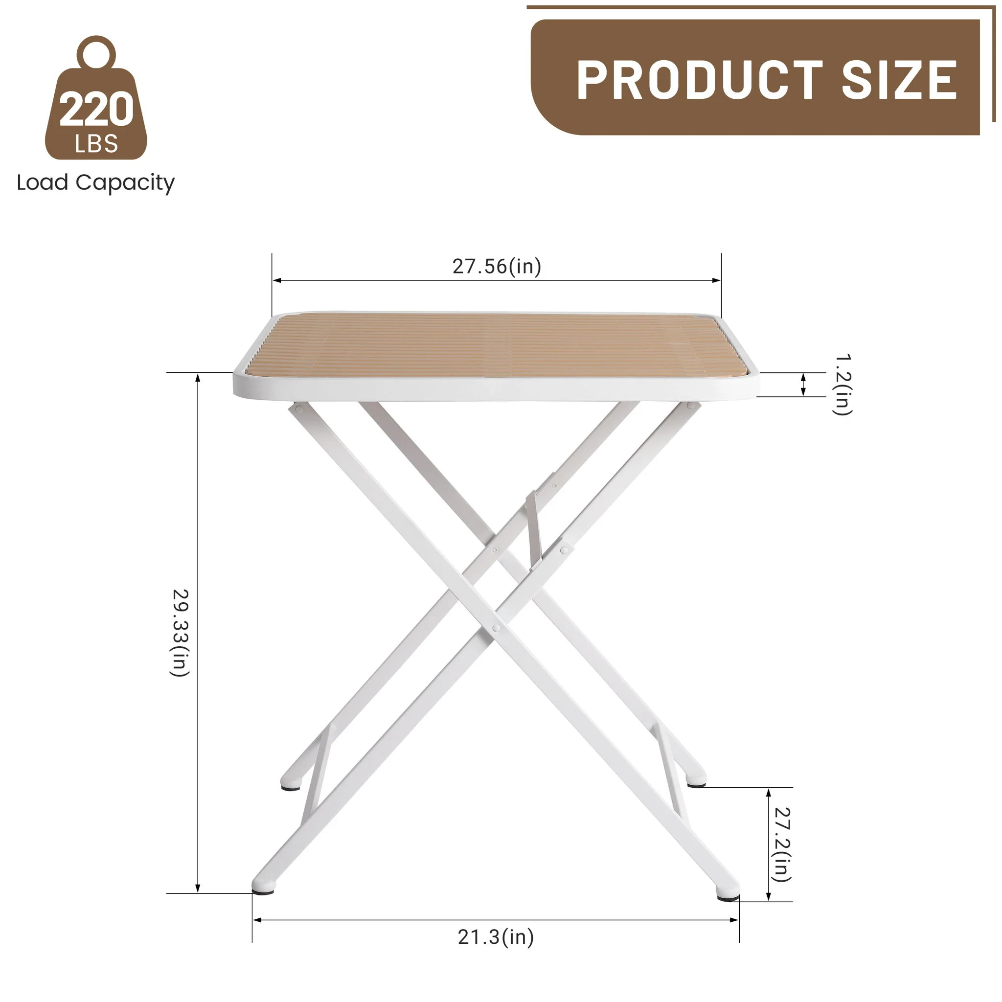 Modern Folding Square Table, Water Proof And Wear Resistant - Apricot / White - Image 2