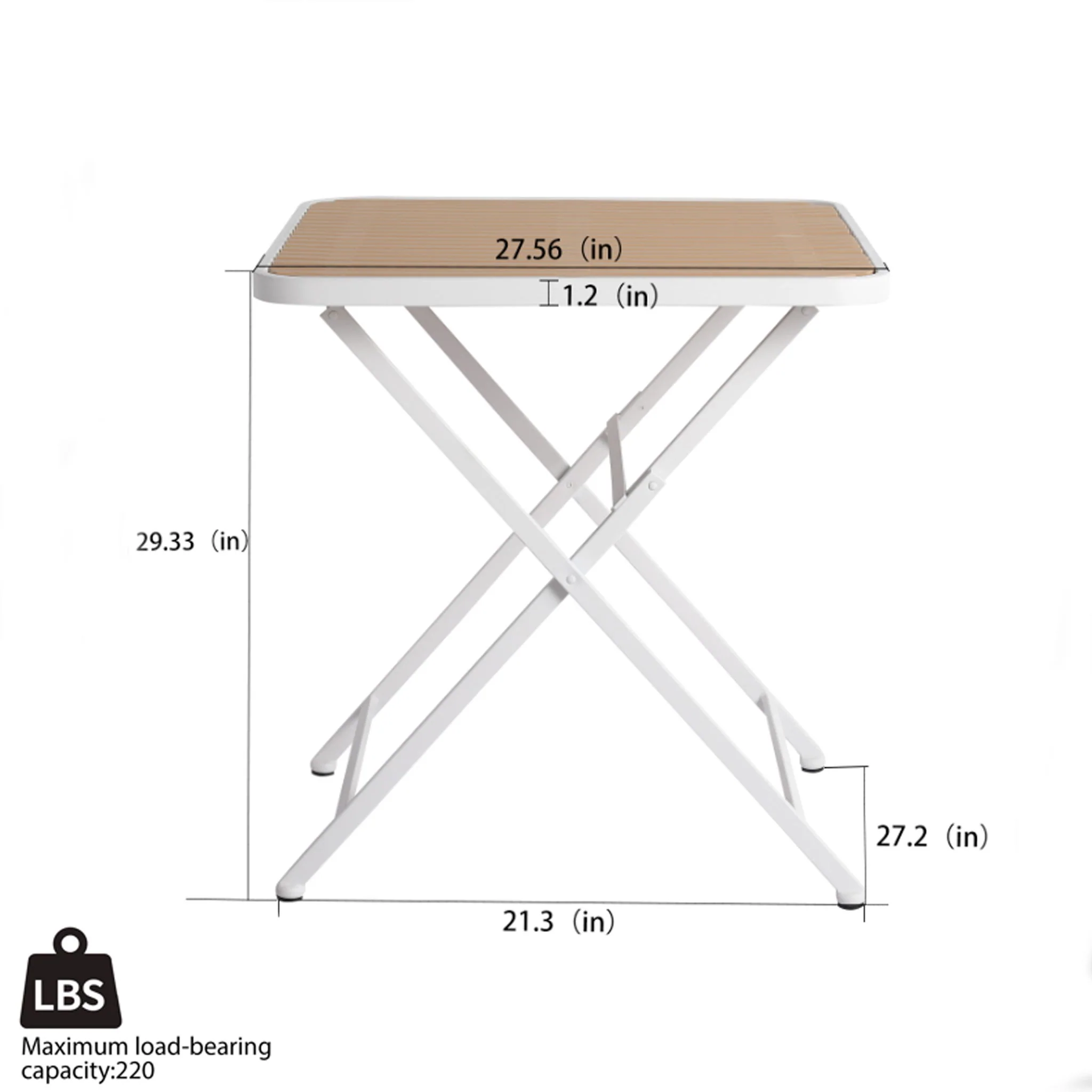 Modern Folding Square Table, Water Proof And Wear Resistant - Apricot / White - Image 6