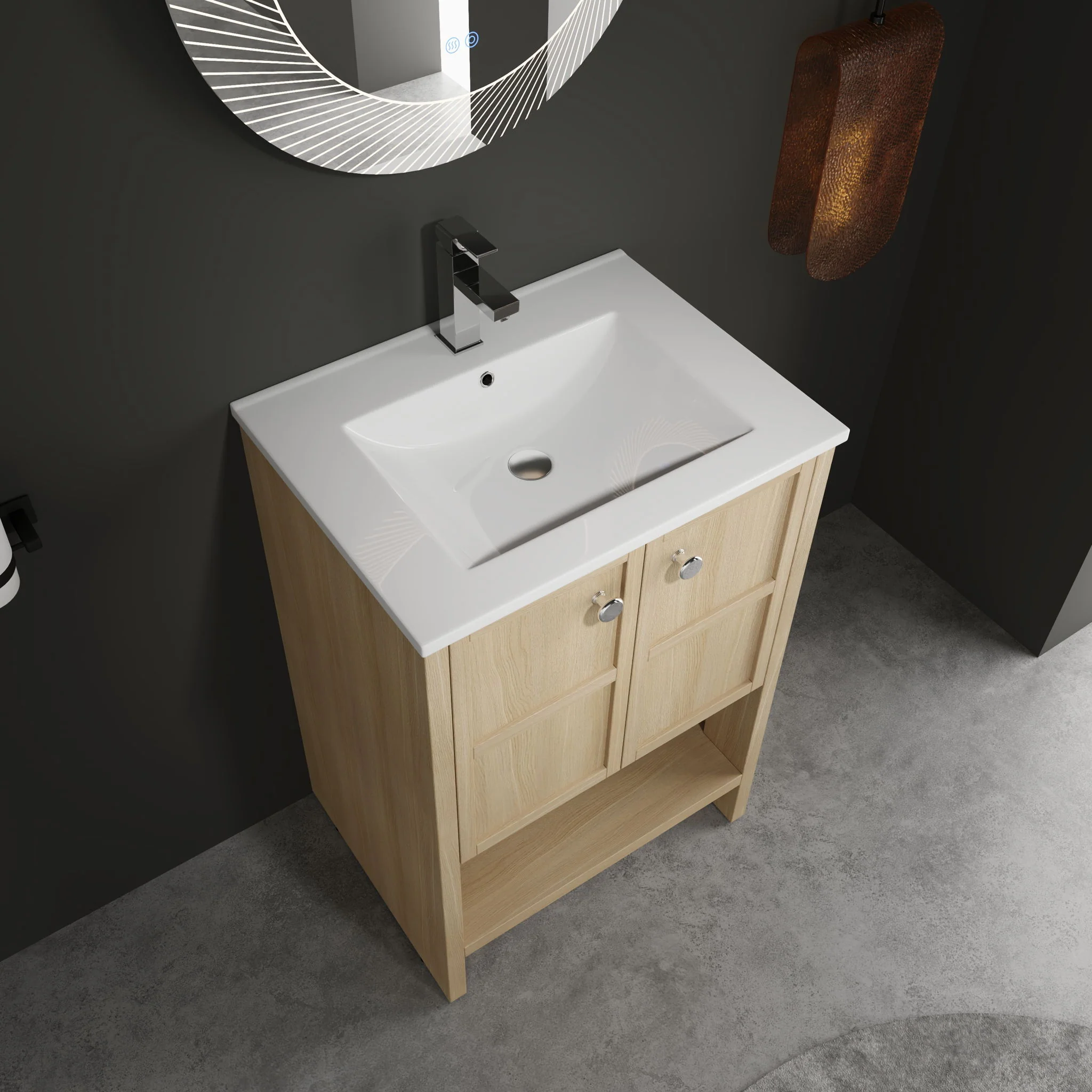 Modern Freestanding Bathroom Vanity With Ceramic Sink And Soft Closing Doors - Image 10