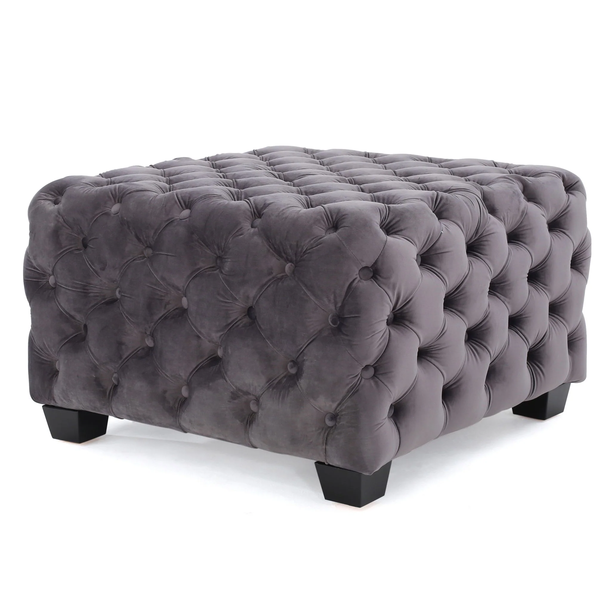 Modern Glam Ottoman With Upholstery And Button Tufted Design - Image 3