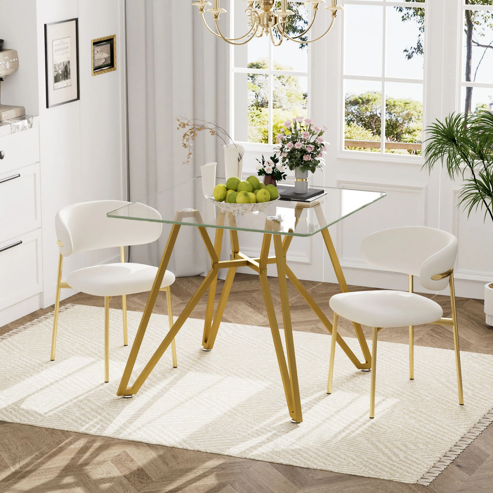 Modern Glass Dining Table With Metal Legs - Image 11