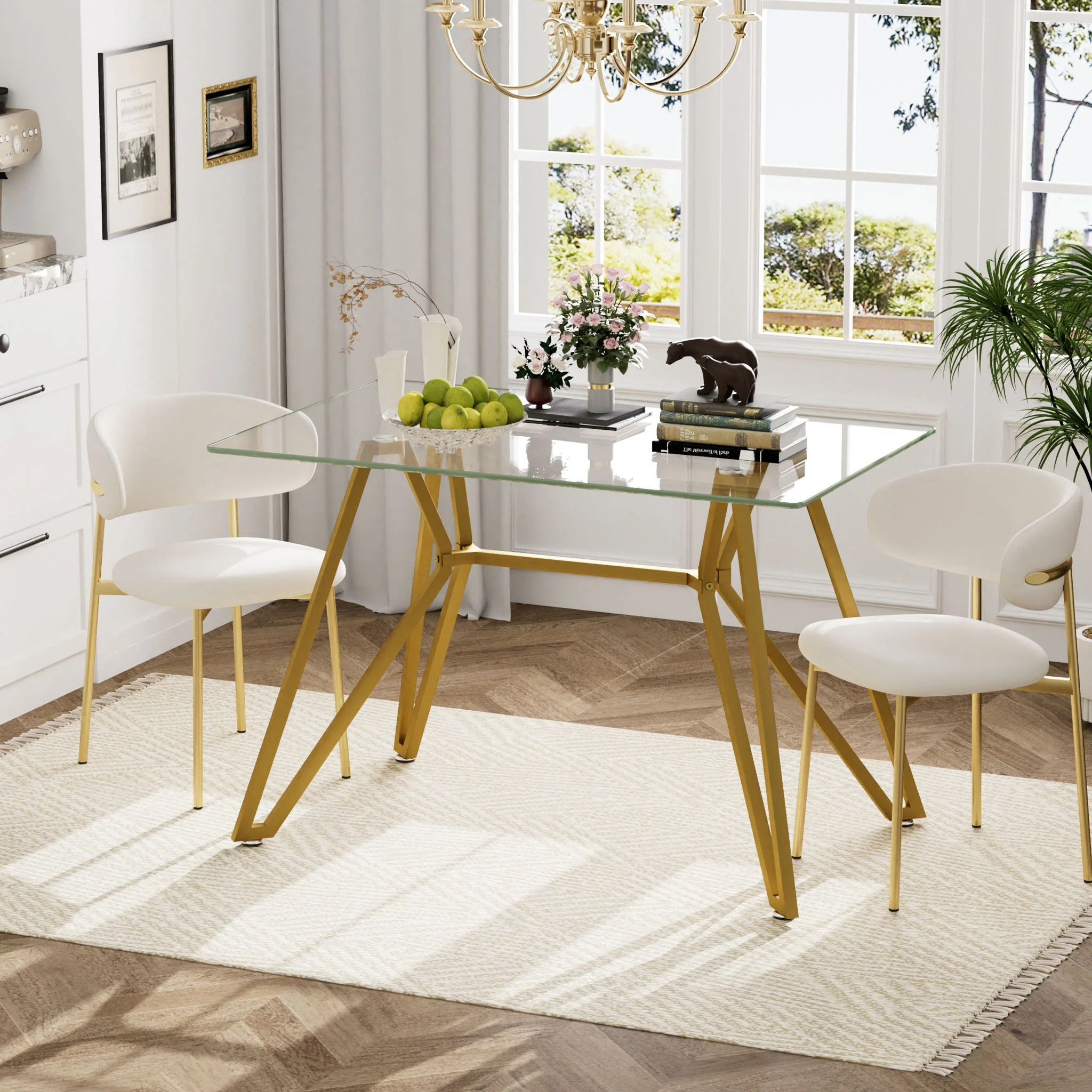 Modern Glass Dining Table With Metal Legs - Image 18