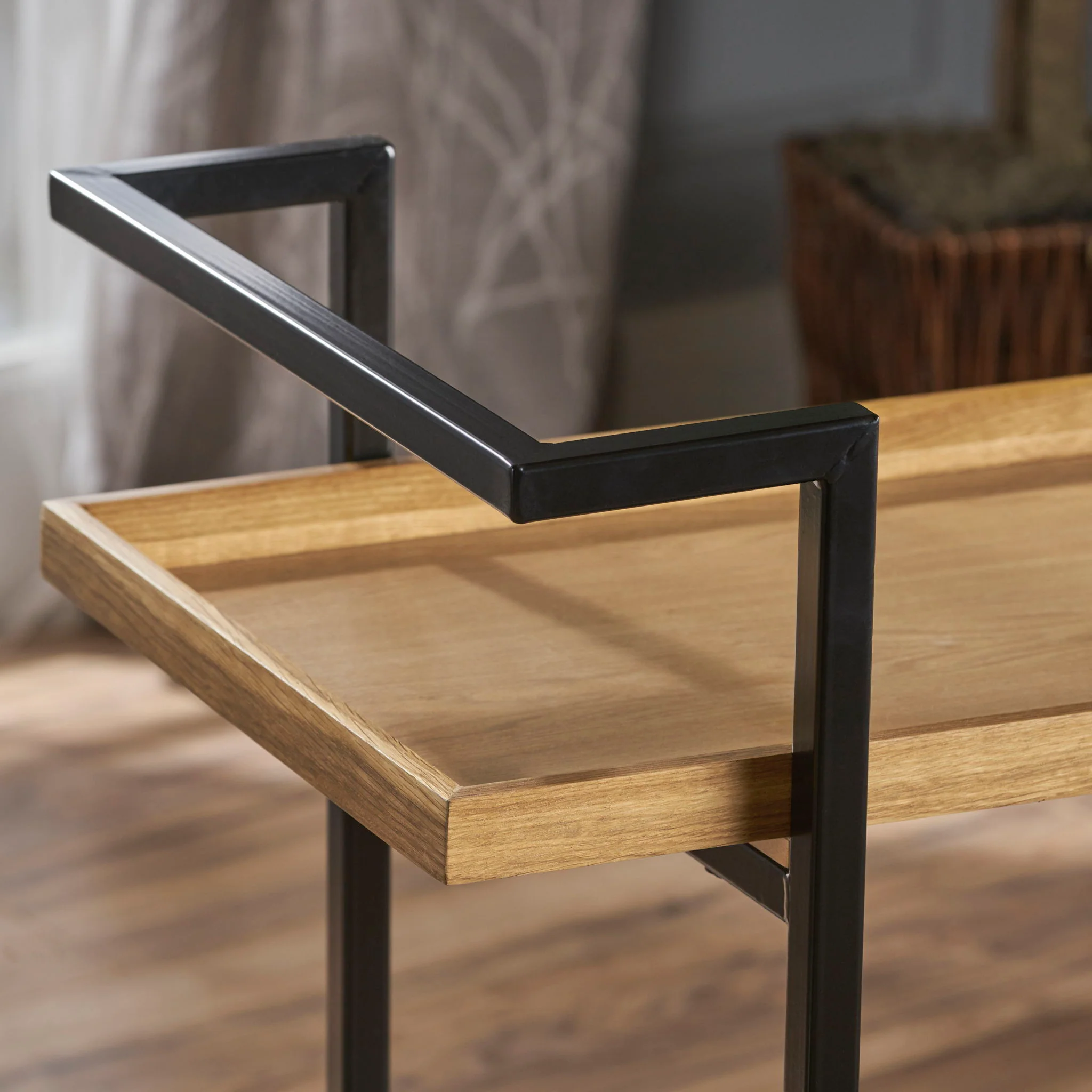 Modern Industrial Bar Cart With Shelving And Casters - Image 9