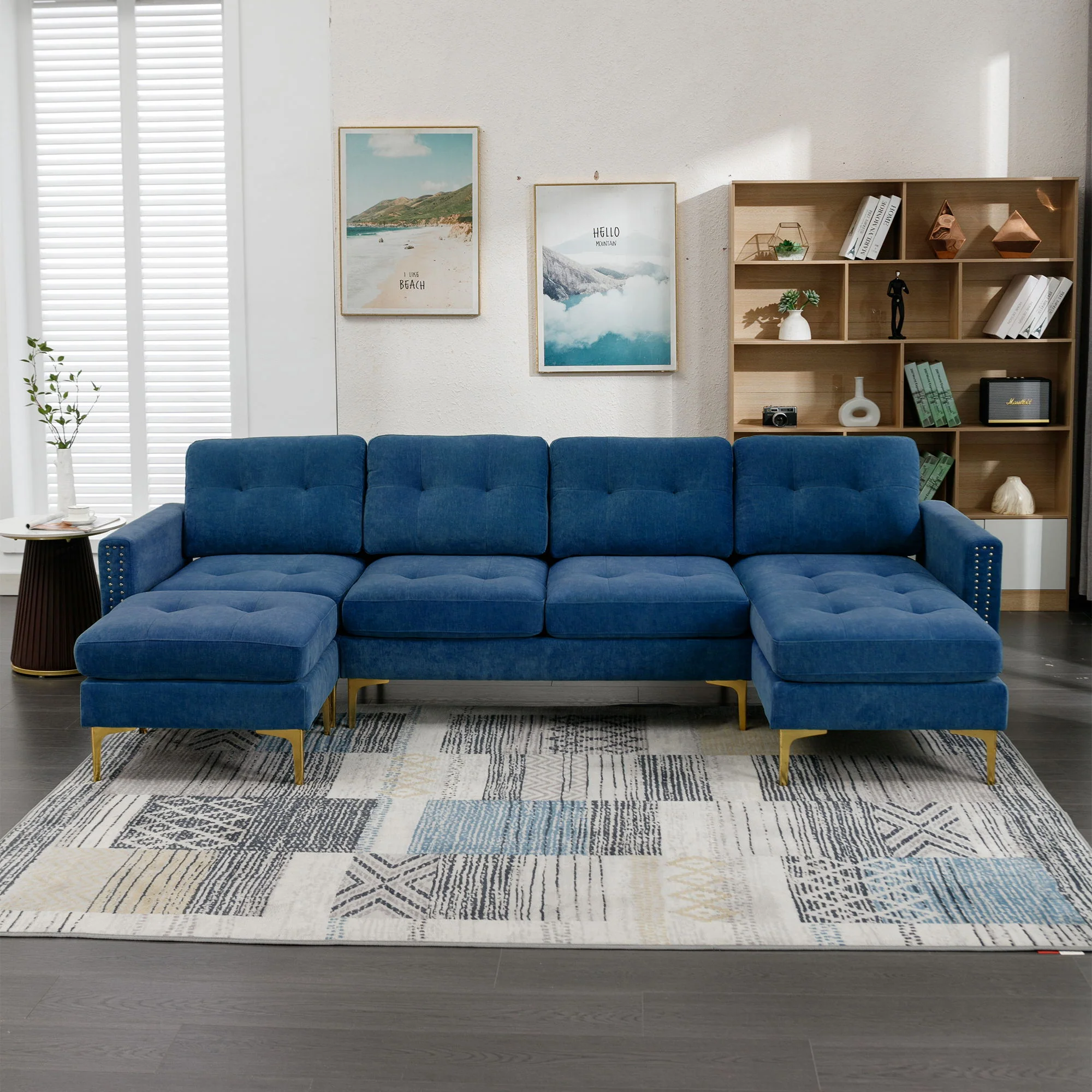 Modern L - Shape Convertible Sectional Sofa With Movable Ottoman - Image 11